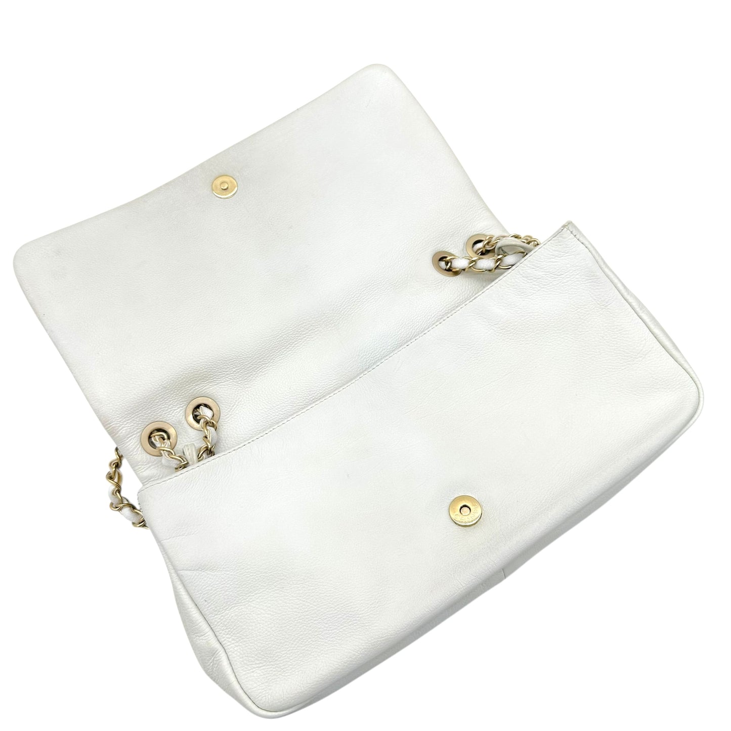 Chanel White Studded Logo Shoulder Bag