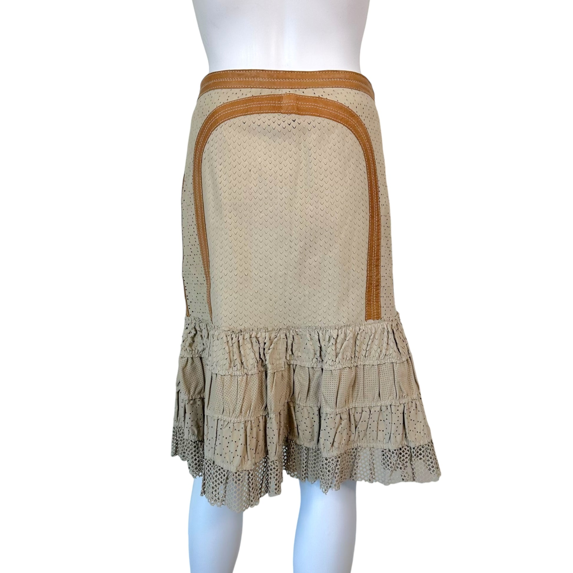 Just Cavalli Roberto Cavalli Laser-Cut Leather Midi Skirt NEW - Outfit Repeater