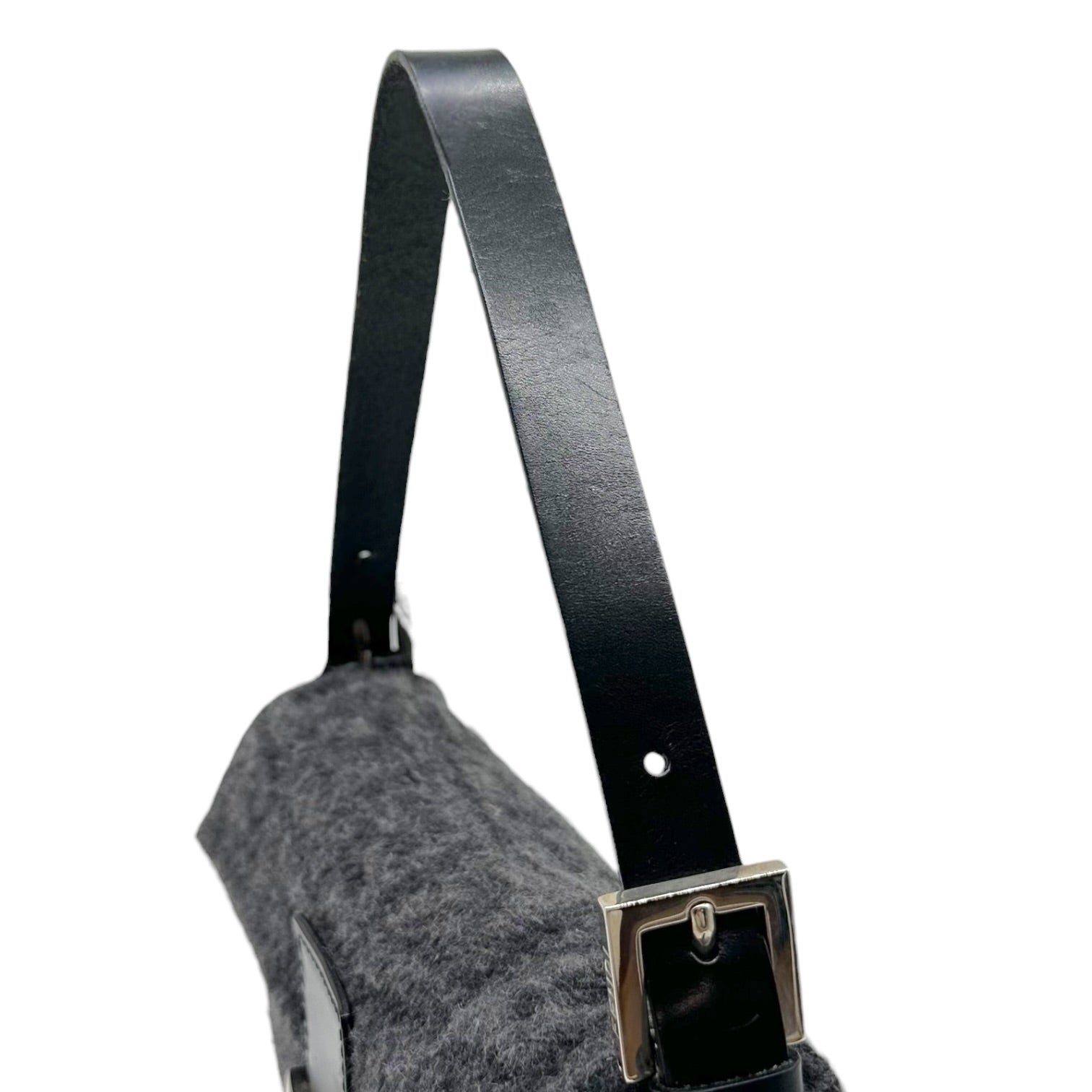 Fendi Baguette Bag Black Gray Zucca Cashmere Knit