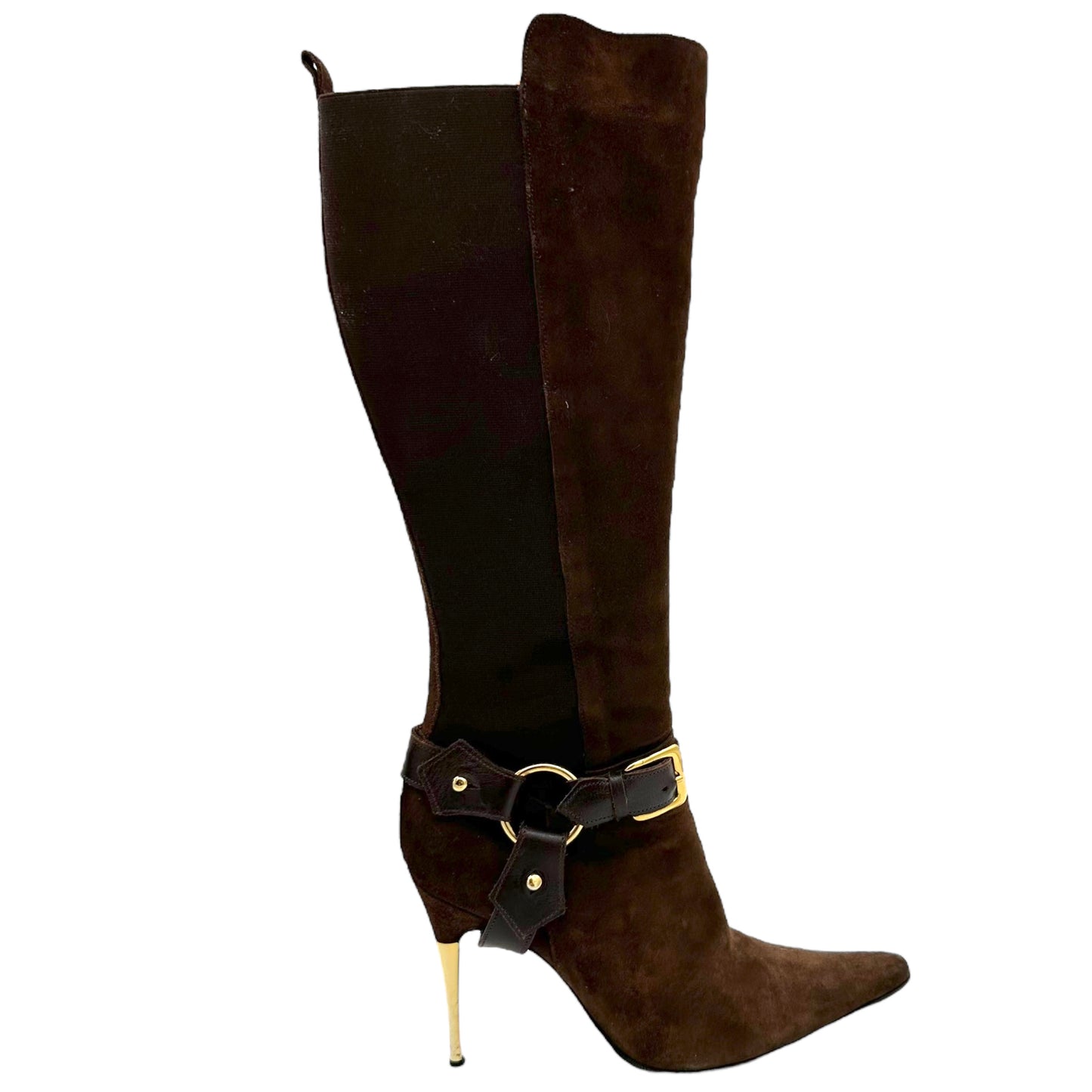 D&G Dolce & Gabbana Brown Suede Heeled Boots