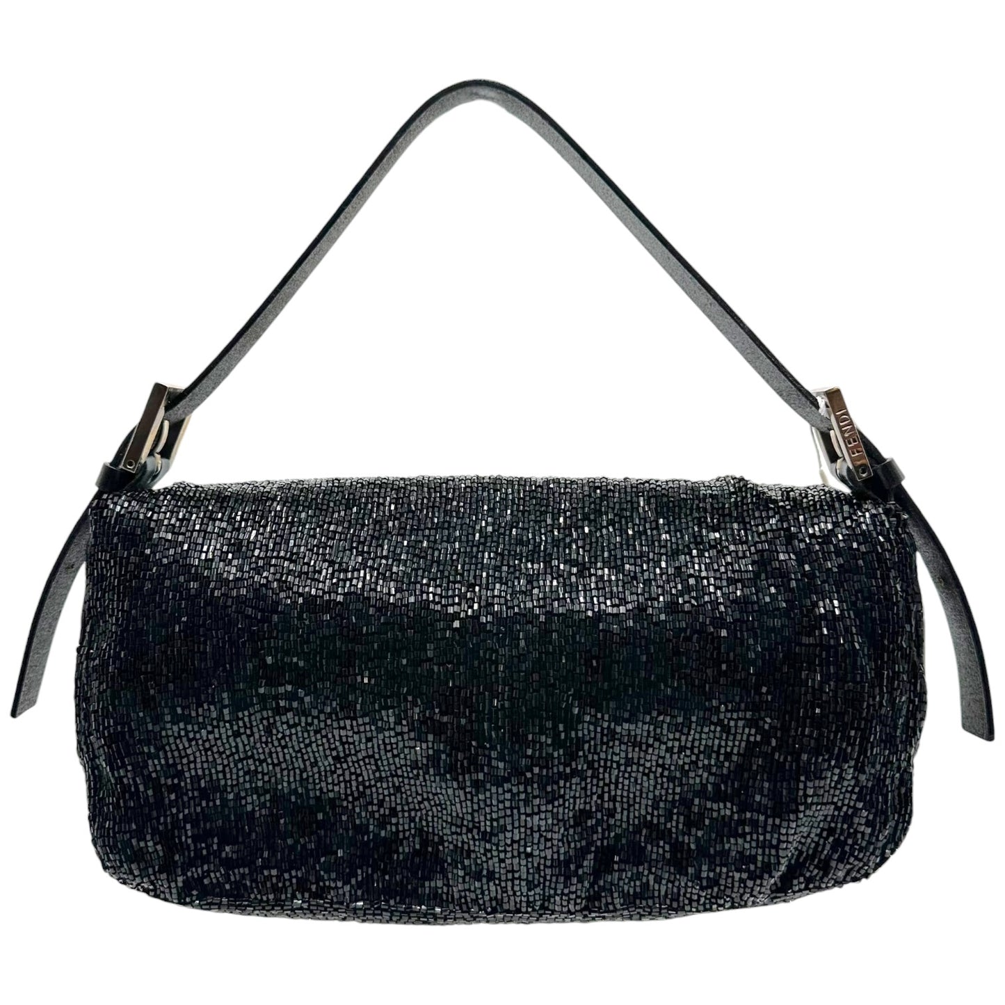 Fendi Black Beaded Baguette Bag