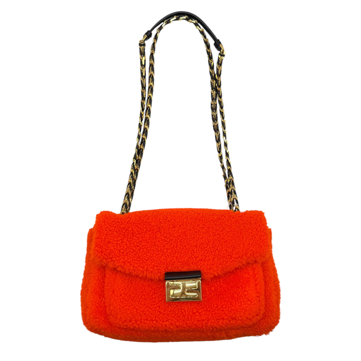 Fendi Bright Orange Shearling Be-Baguette 2-Way Bag