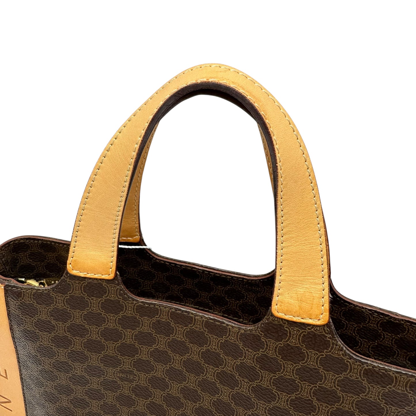 Celine Brown Triomphe Monogram Tote Handbag