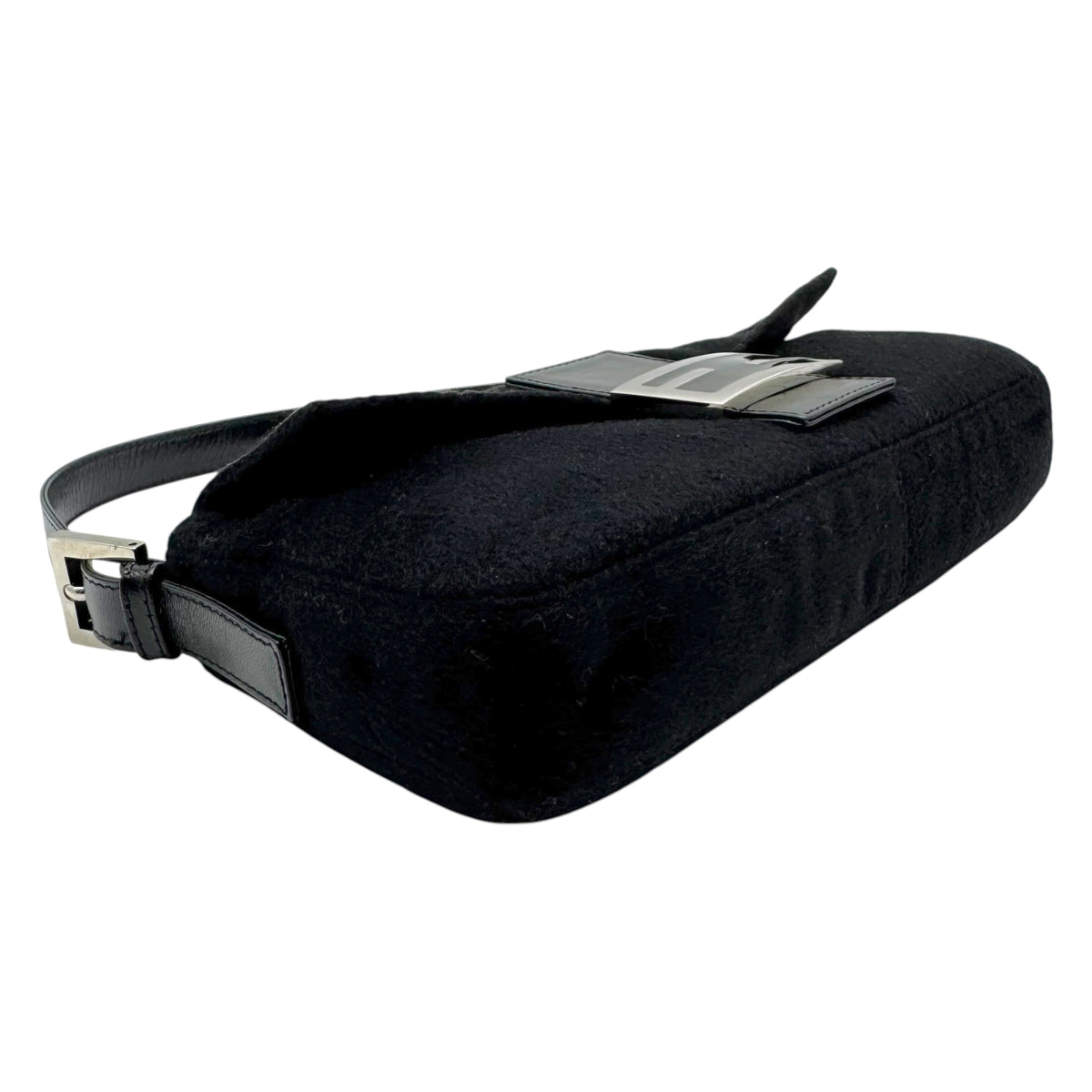 Fendi Black Cashmere Knit Baguette Bag