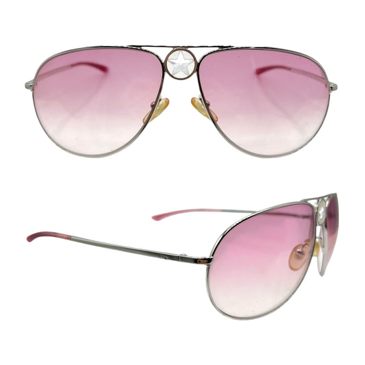 Christian Dior DiorHippy1 Pink & Silver Star Gradient Aviator Sunglasses w/ Case