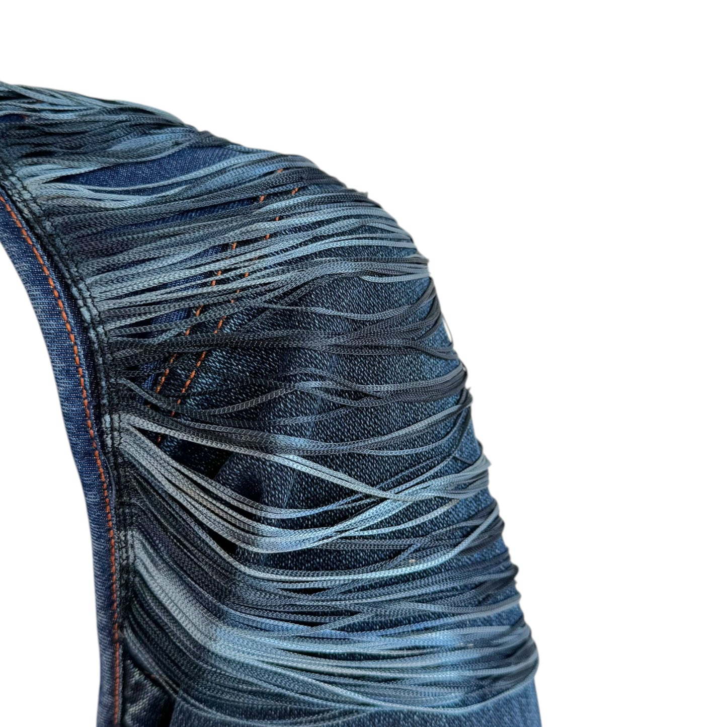 Jean Paul Gaultier Jeans Denim & Fringe Open-Back 3/4 Sleeve Top