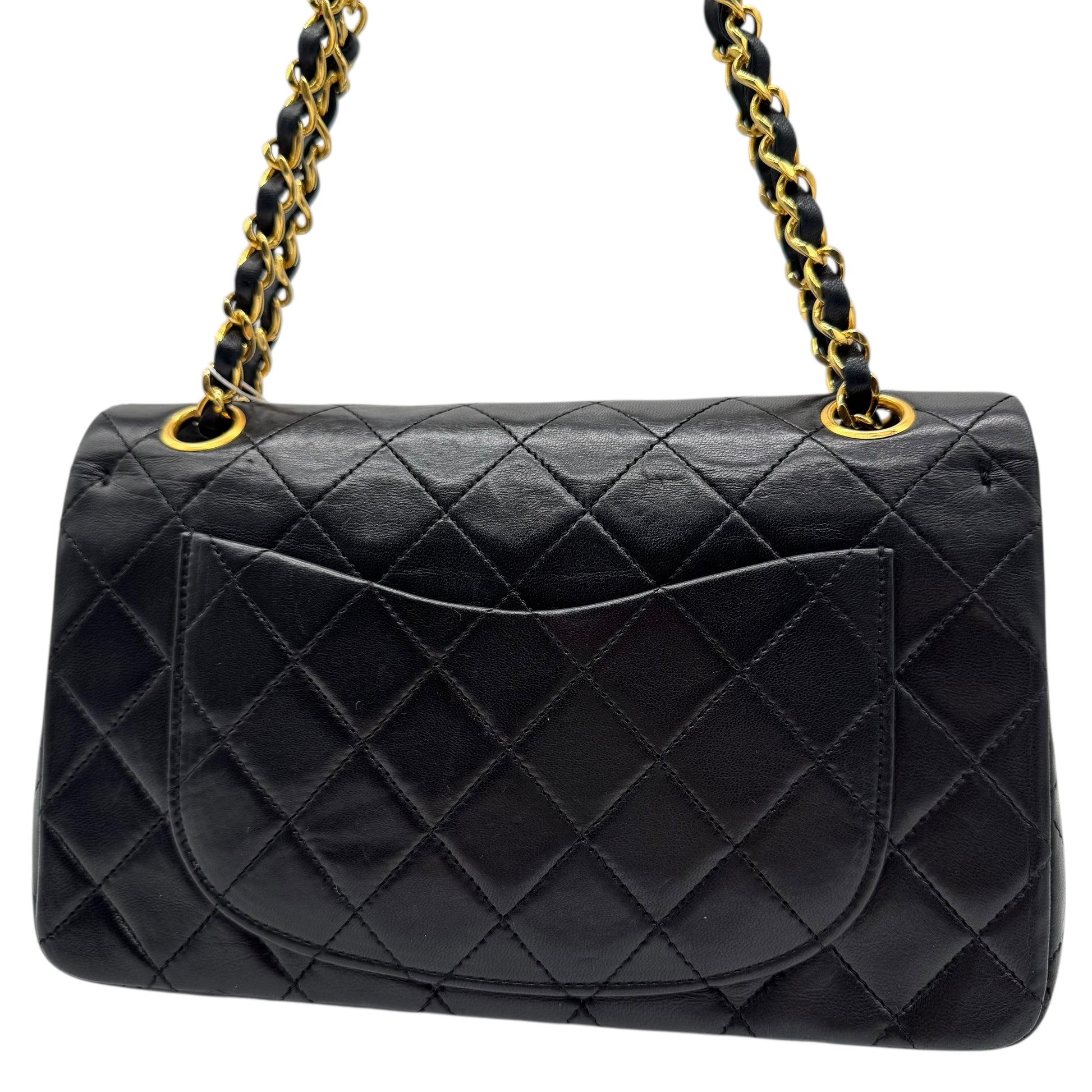 Chanel Black Matelasse Lambskin Small Classic Flap Bag 1989-91 - Outfit Repeater