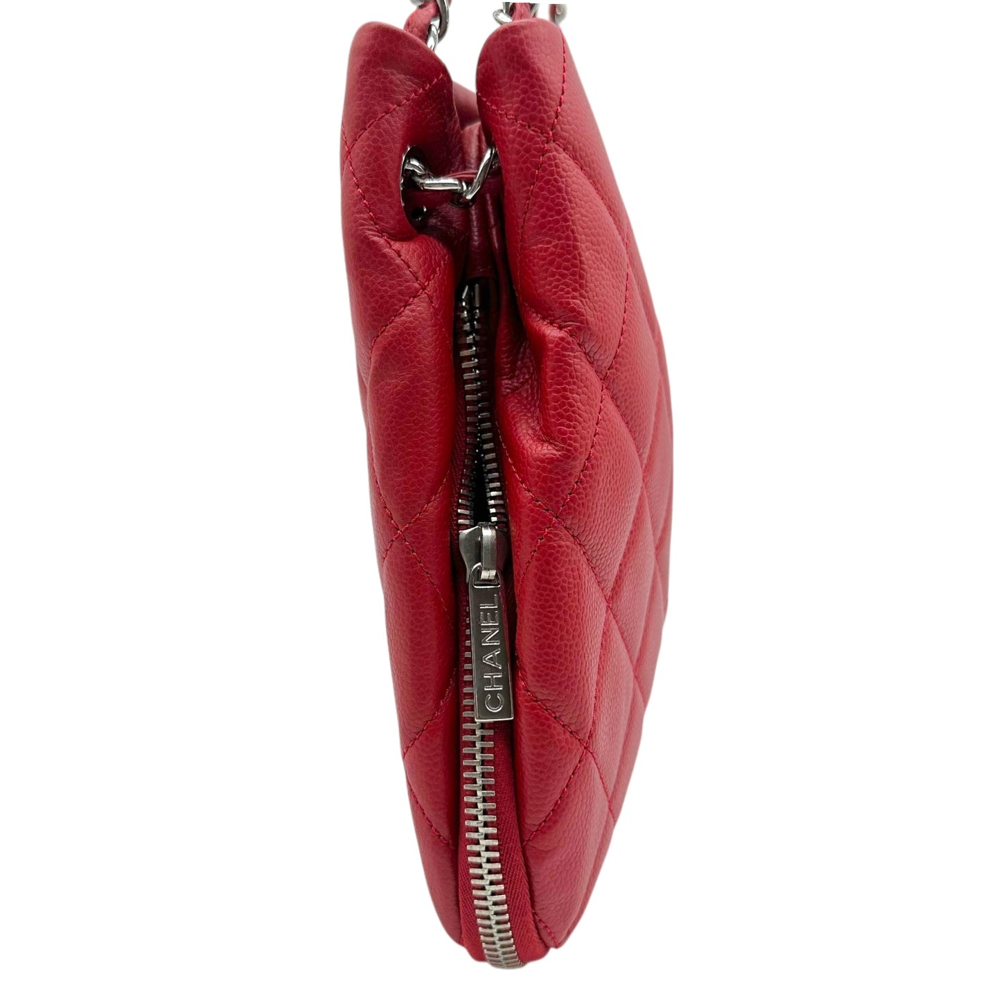 Chanel Red Caviar Matelasse Quilted Oversized Logo Shoulder Bag 2011