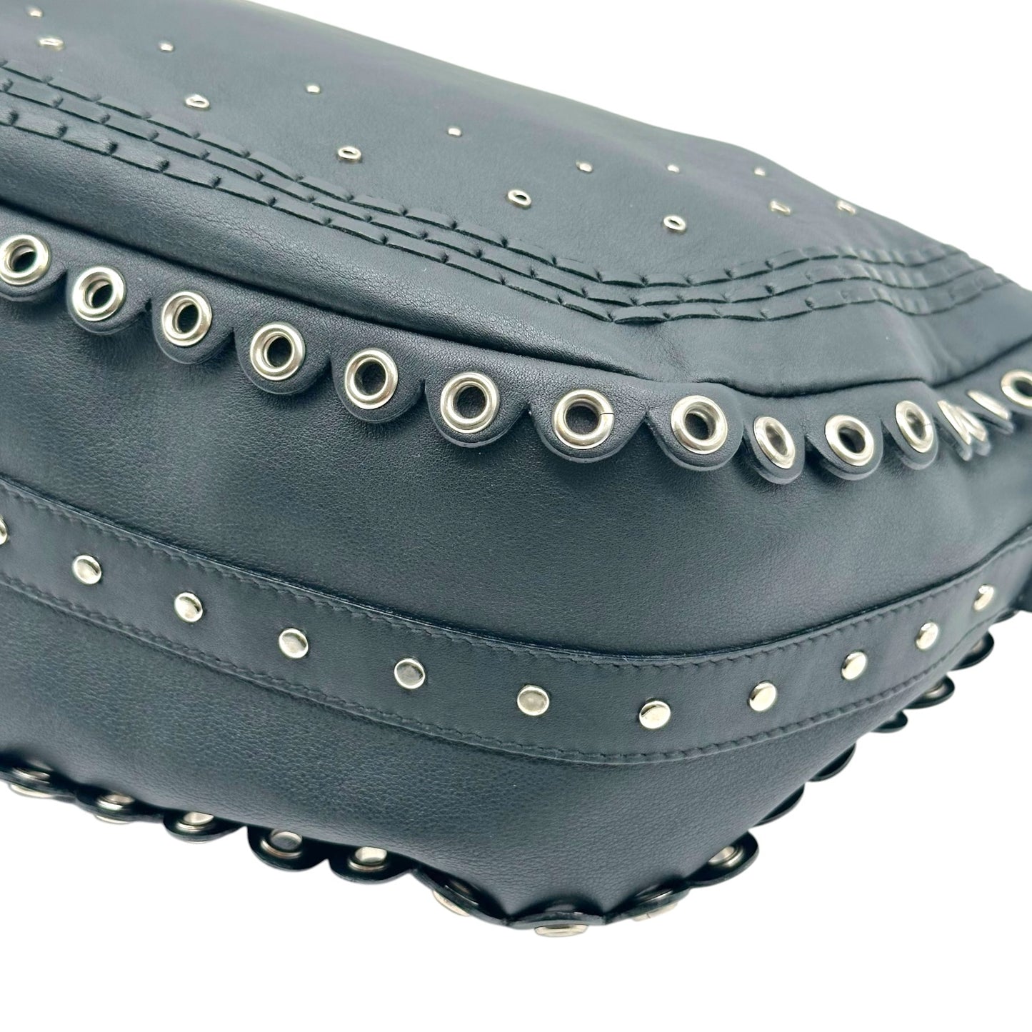Christian Dior Black Leather Rivet Shoulder Bag
