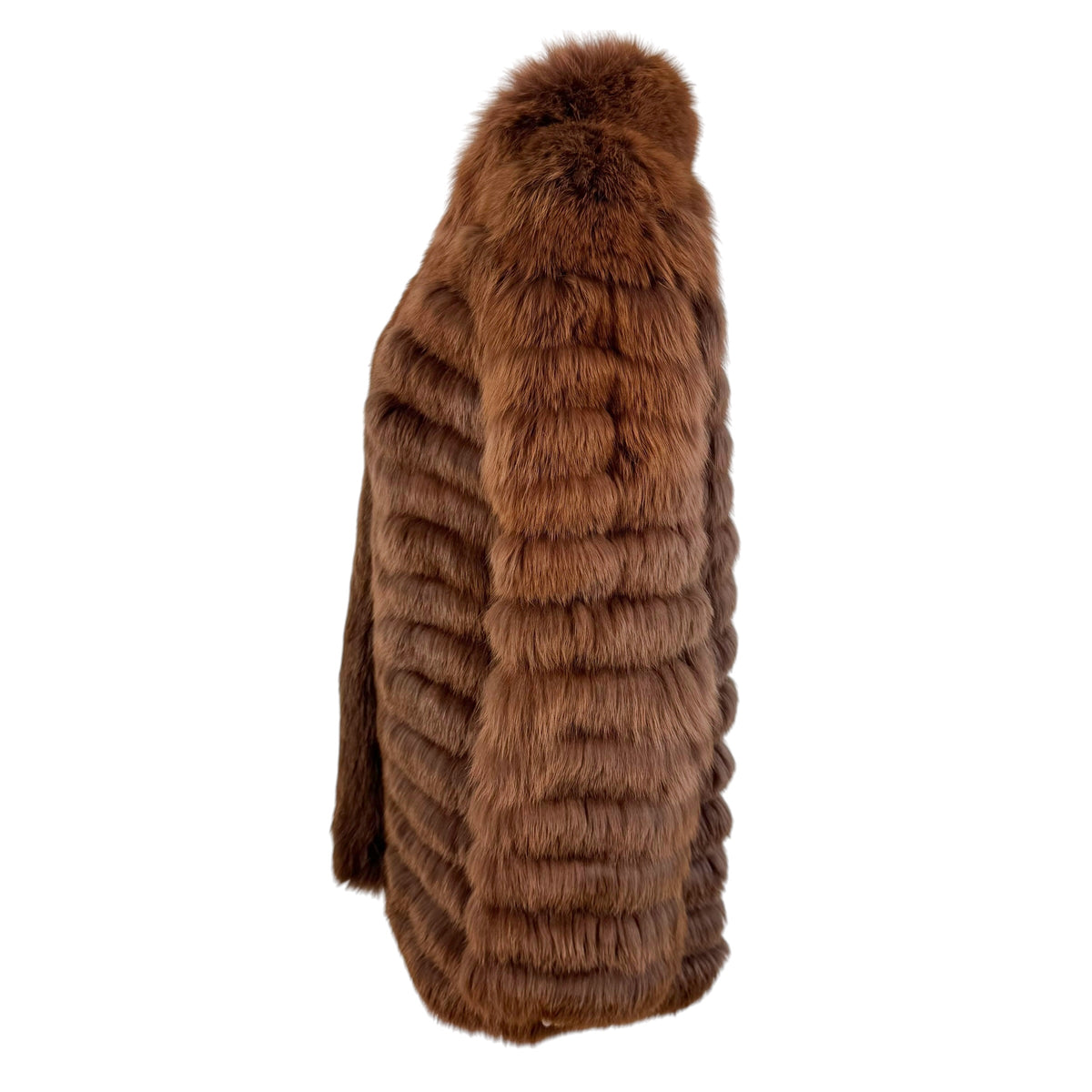 Saga Fox Fur Coat Brown Vintage 1990s Open Front