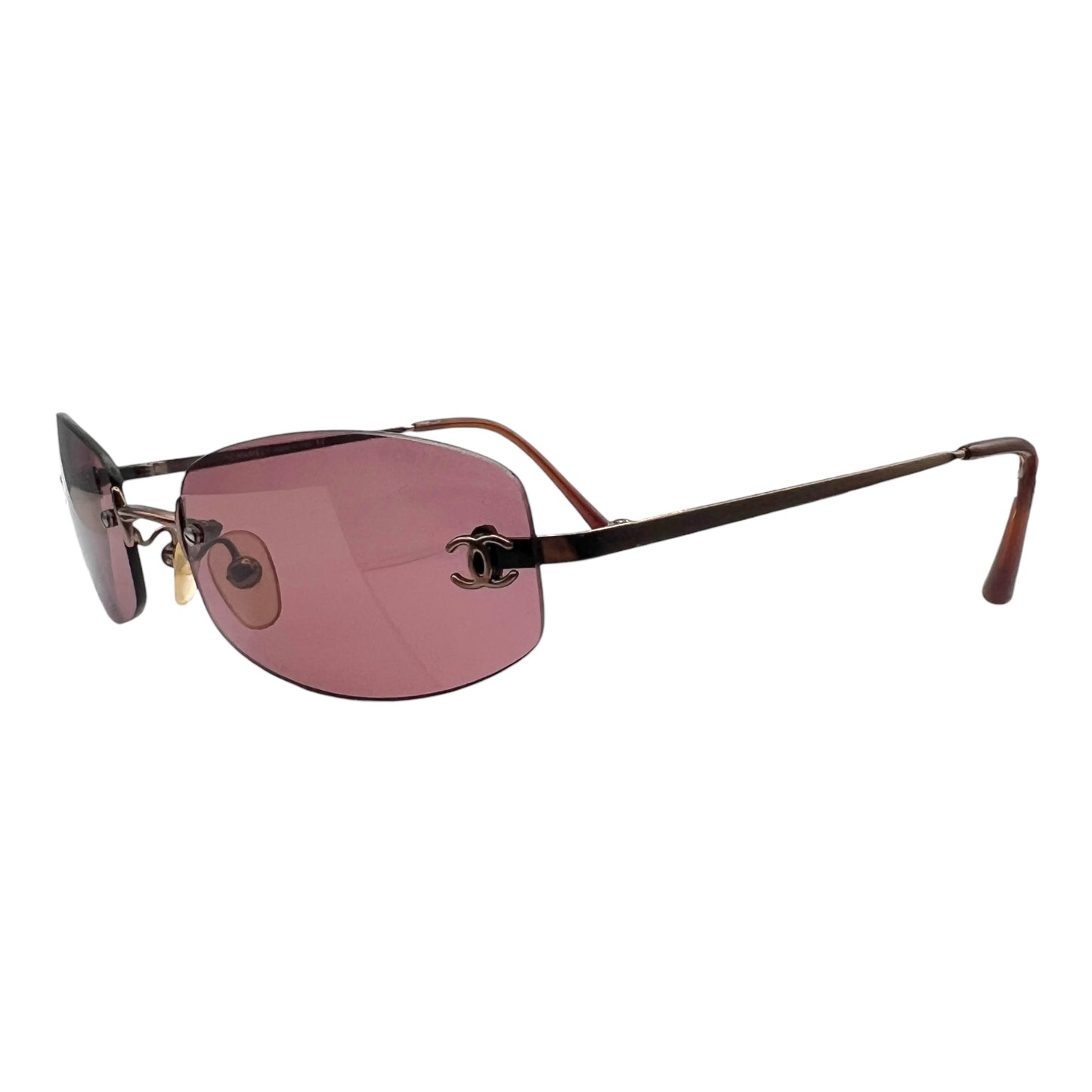 Chanel 4002 Burgundy Rimless Logo Lens Sunglasses