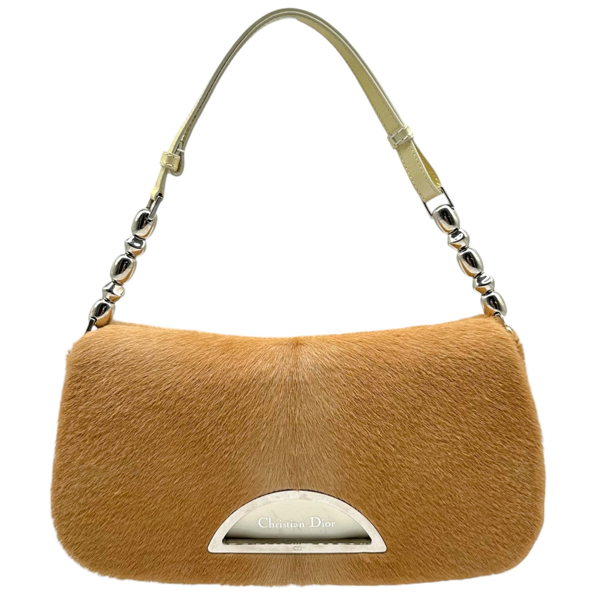 Christian Dior Tan Ponyhair Ivory Leather Shoulder Bag