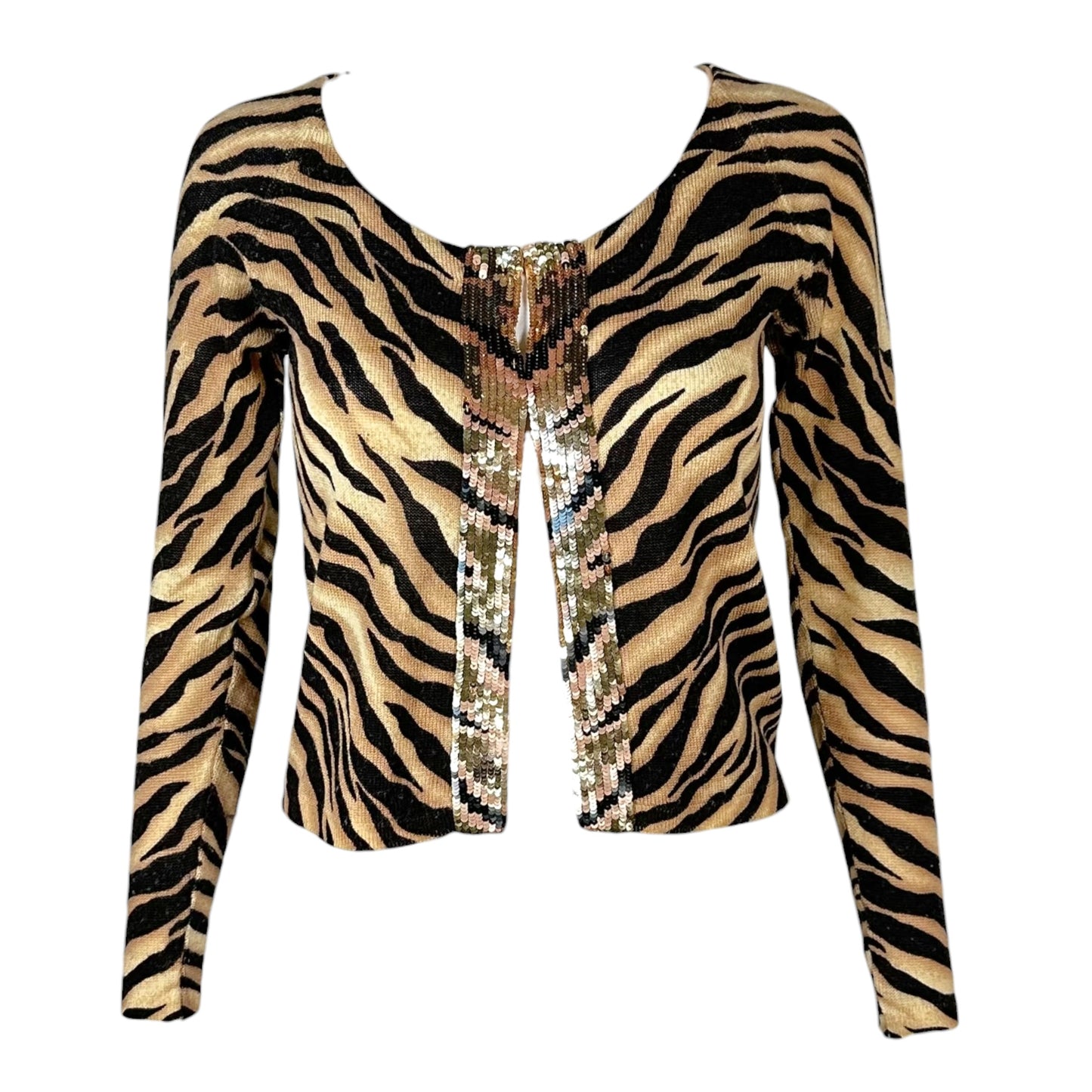 Anna Molinari Zebra Print Cardigan with Sequin Trim