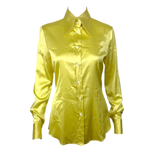 Dolce & Gabbana Yellow Silk Button Up Blouse