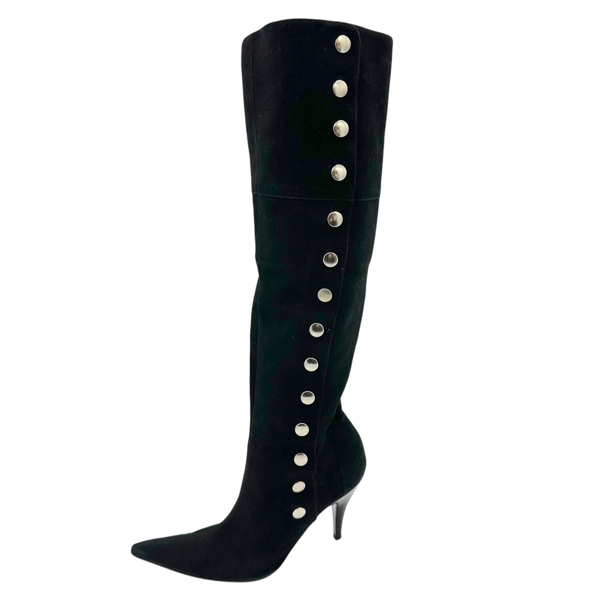 D&G Dolce & Gabbana Black Suede Button Boots - Outfit Repeater