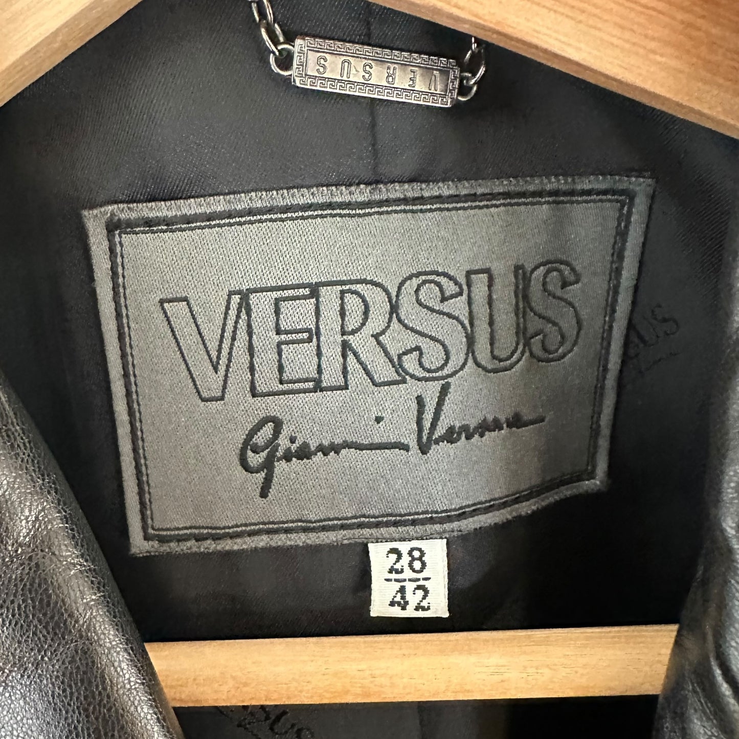 Versace Versus 90's Black Leather Longline Coat