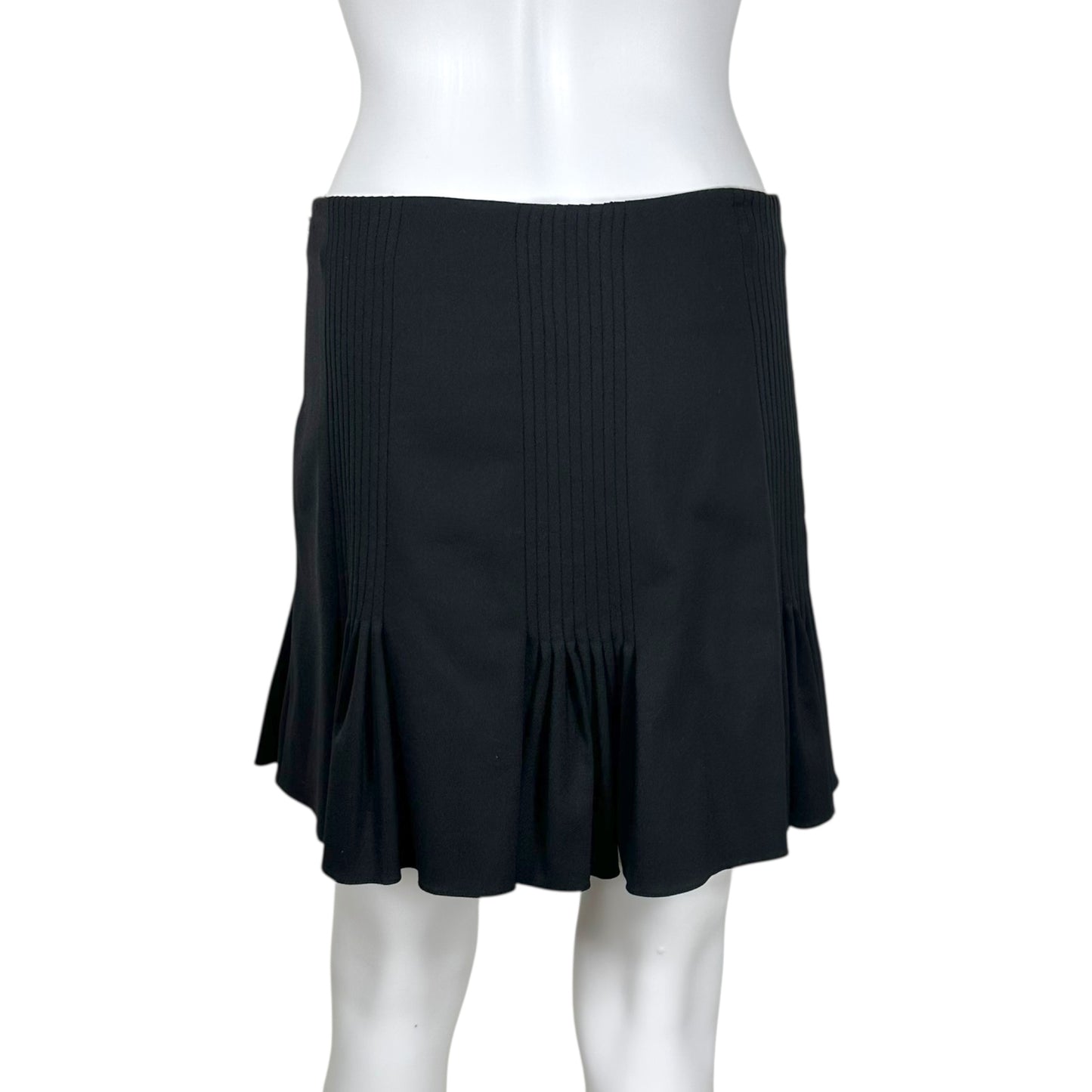 John Galliano Black Wool Pleated Mini Skirt