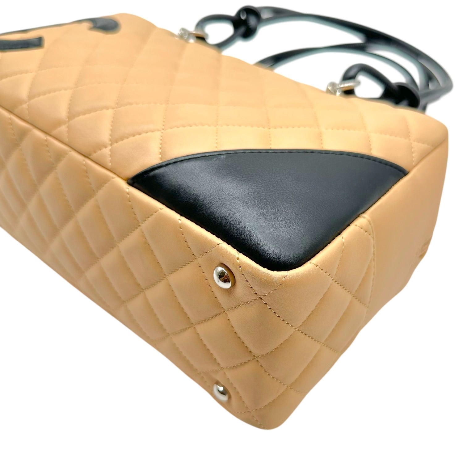 Chanel Bowler Shoulder Bag Beige Black Matelasse