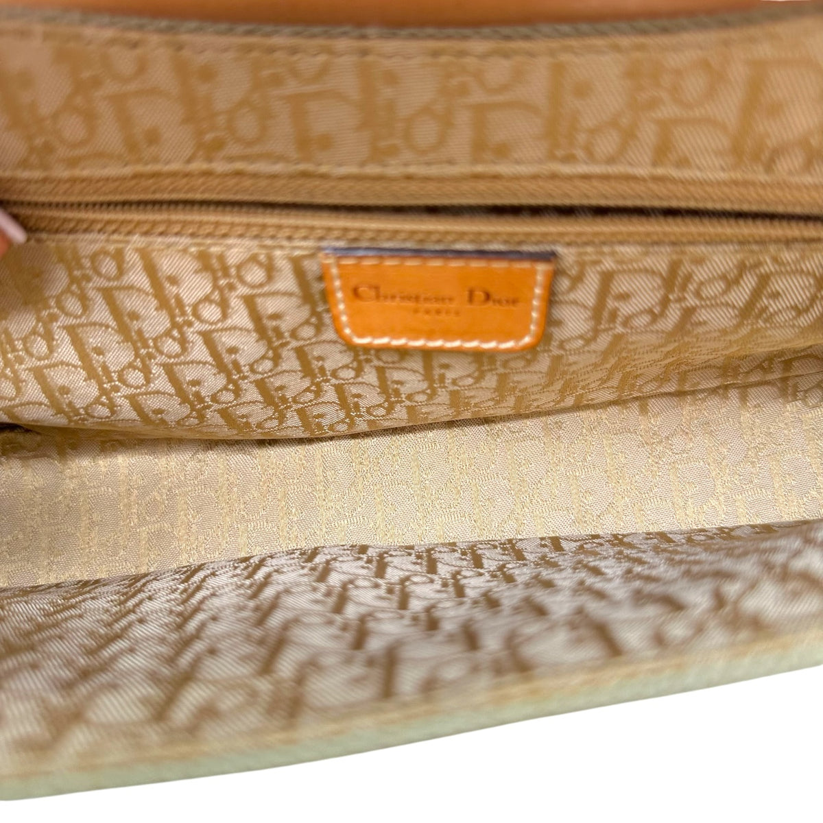 Christian Dior Canvas Tan Leather Columbus Shoulder Bag