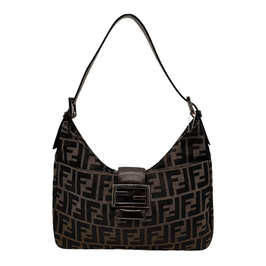 Fendi Brown Zucca Monogram Shoulder Baguette Bag