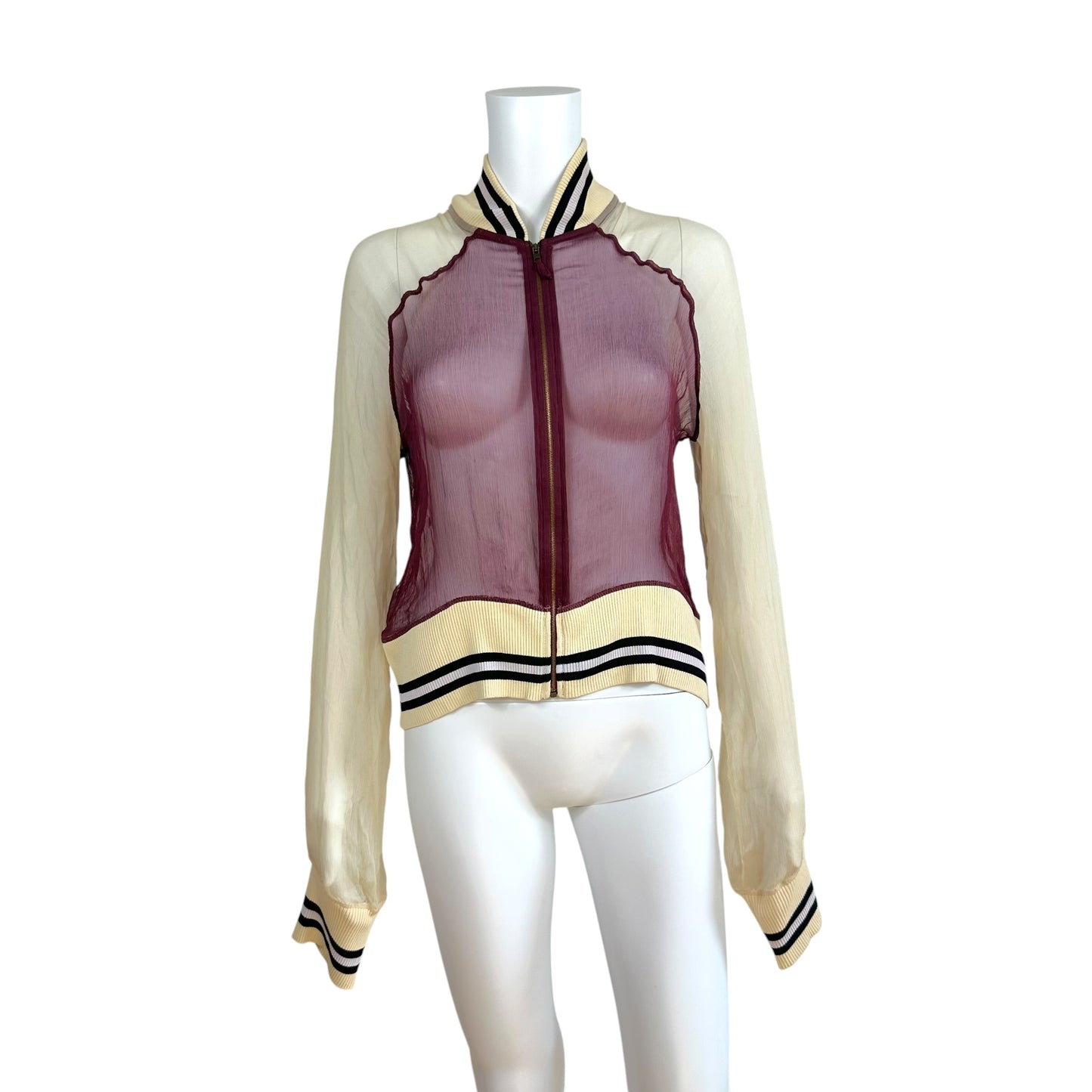 Jean Paul Gaultier Embroidered Sheer Silk Bomber Jacket