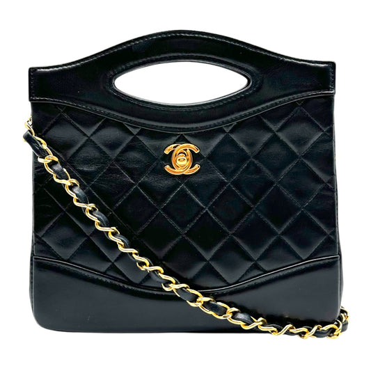Chanel Black & Gold Mini 31 2-Way Top Handle Bag 1989-91