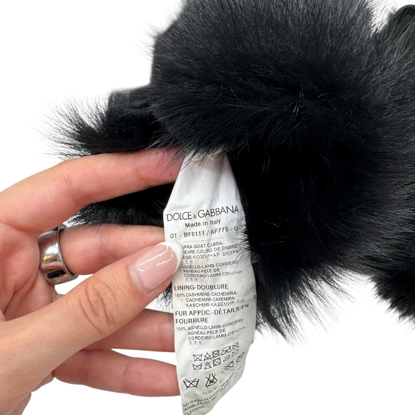 Dolce & Gabbana Black Fur Trim Sheepskin Gloves