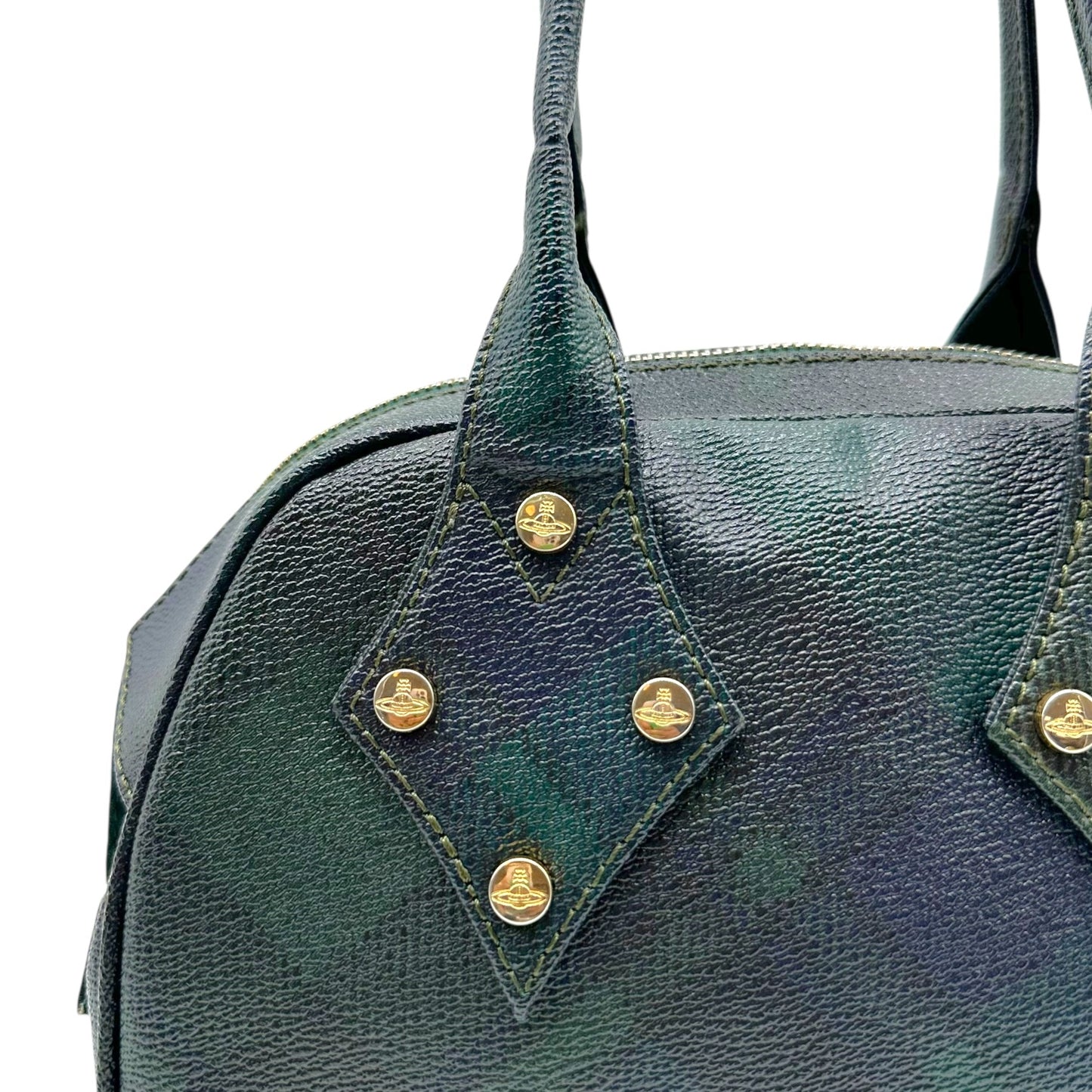 Vivienne Westwood Derby Handbag Green Navy Tartan Print
