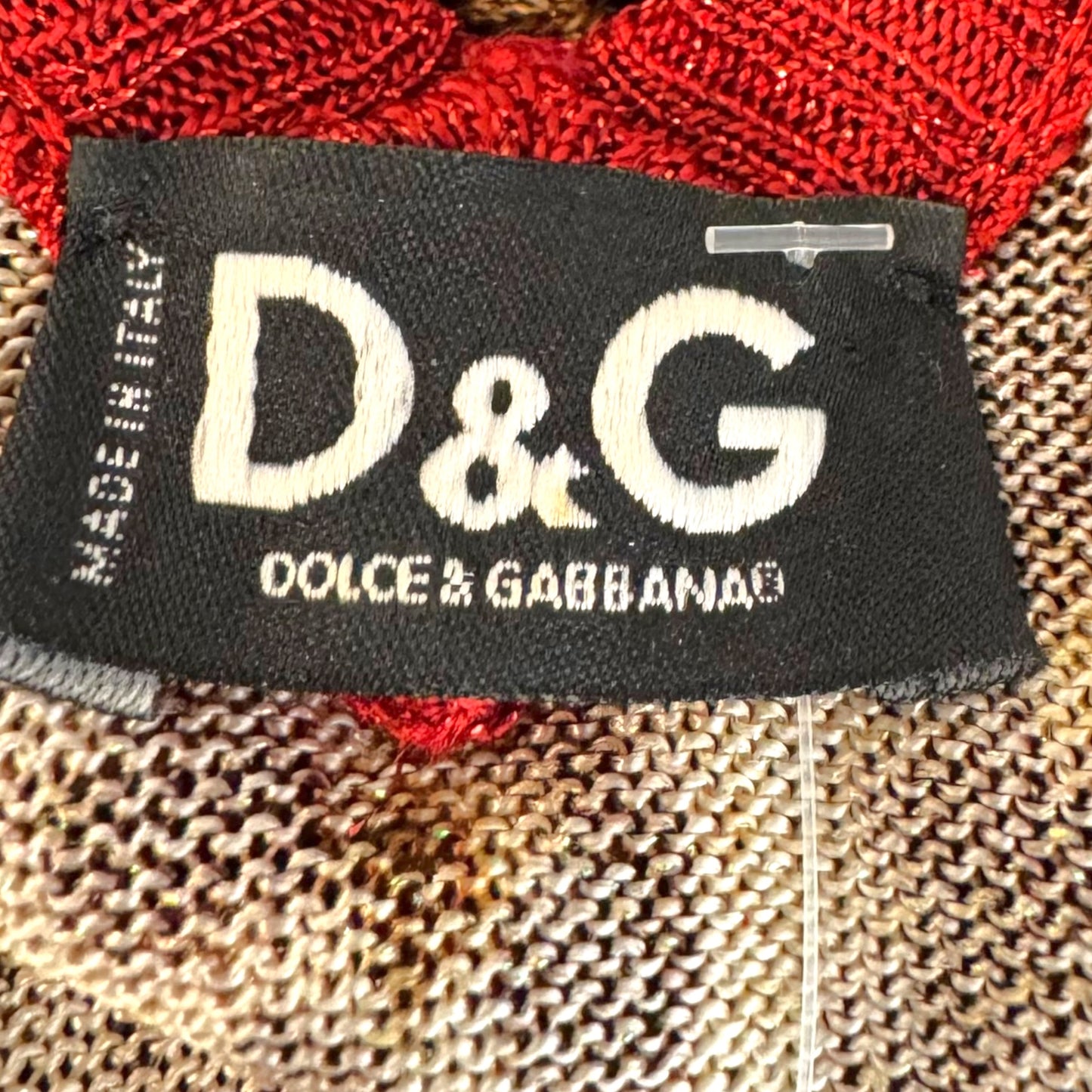 D&G Dolce & Gabbana F/W 2000 Metallic Leopard & Red Trim Knit Tank