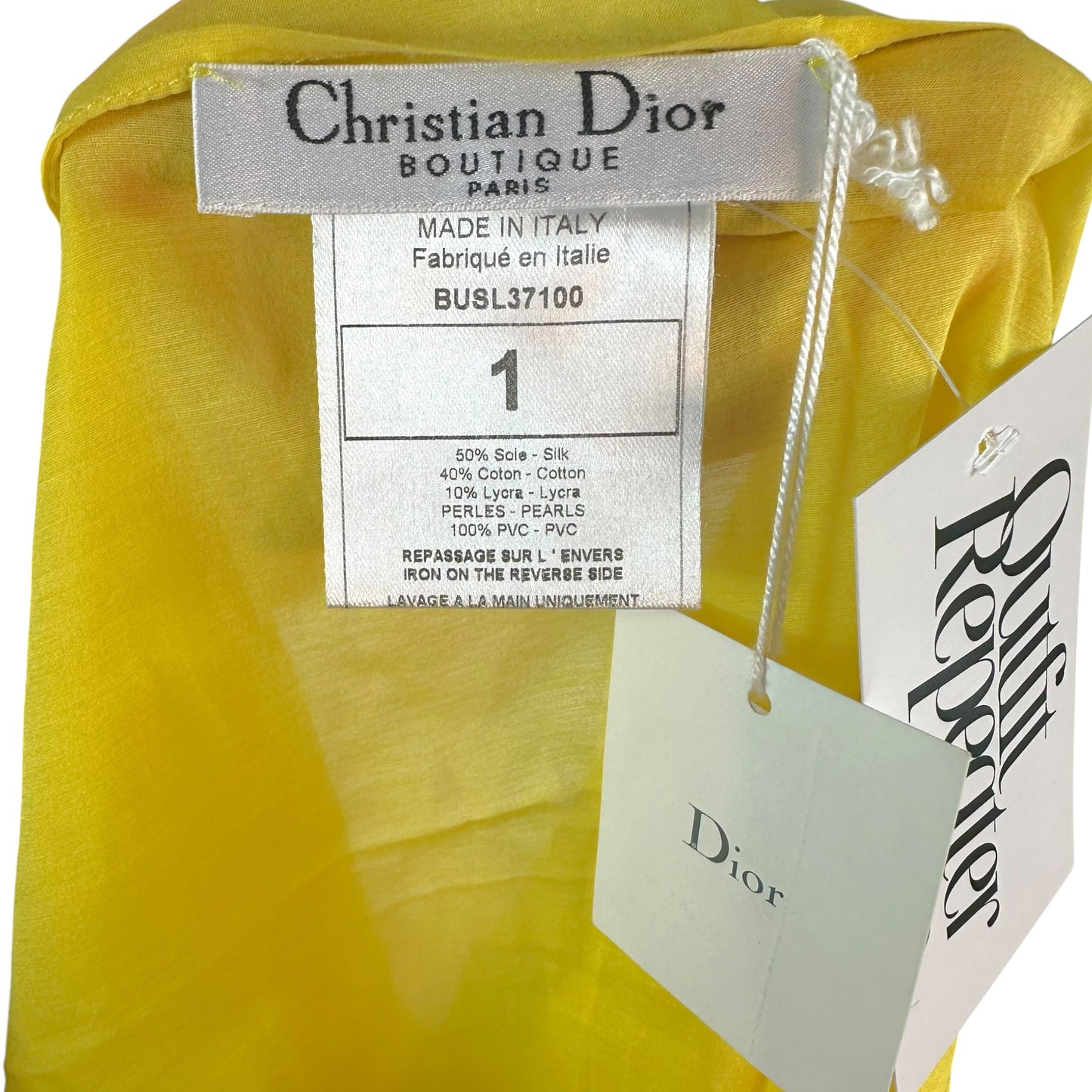 Christian Dior Yellow Beaded Ribbon Applique Wrap Skirt