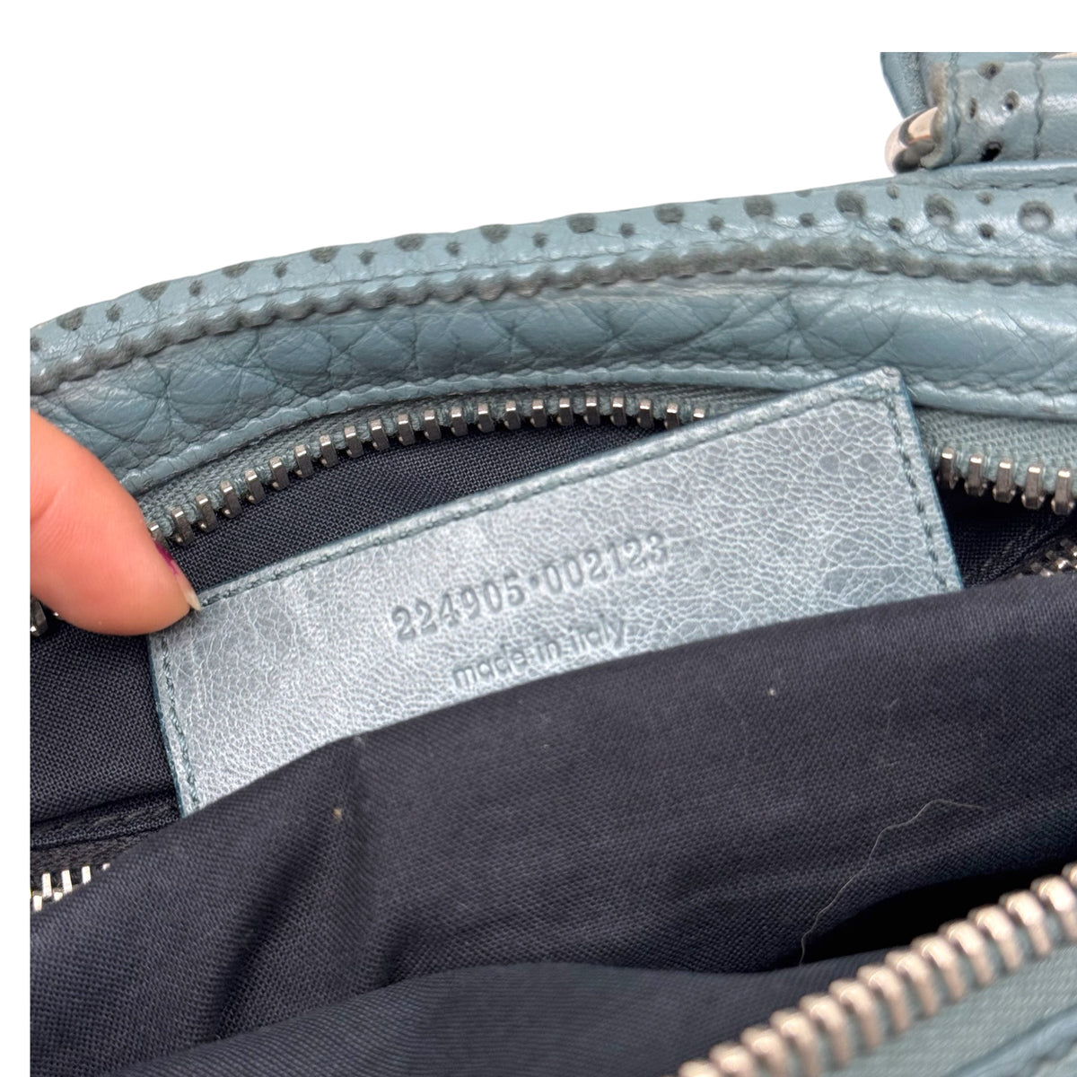 Balenciaga Leather Bowler Bag Dusty Blue 2-Way Small