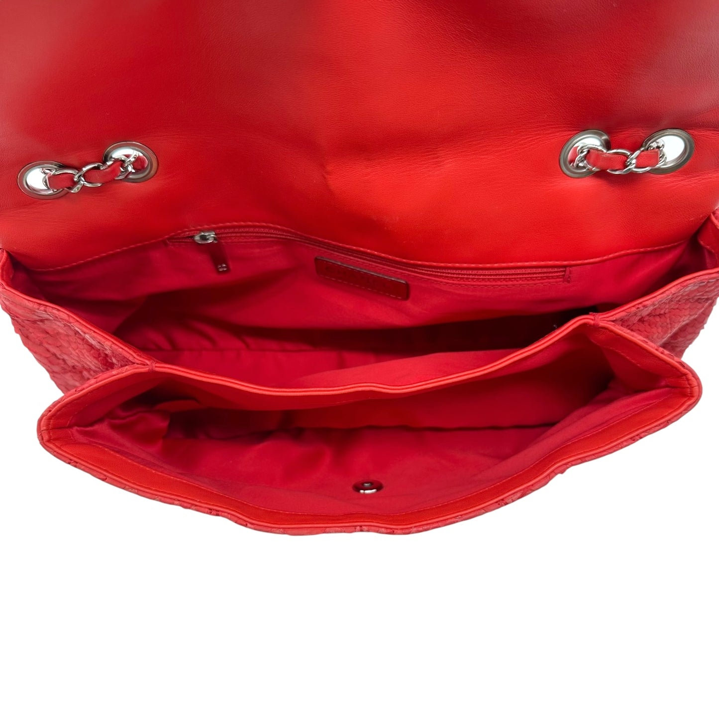 Chanel Cherry Red Python East-West Flap Bag