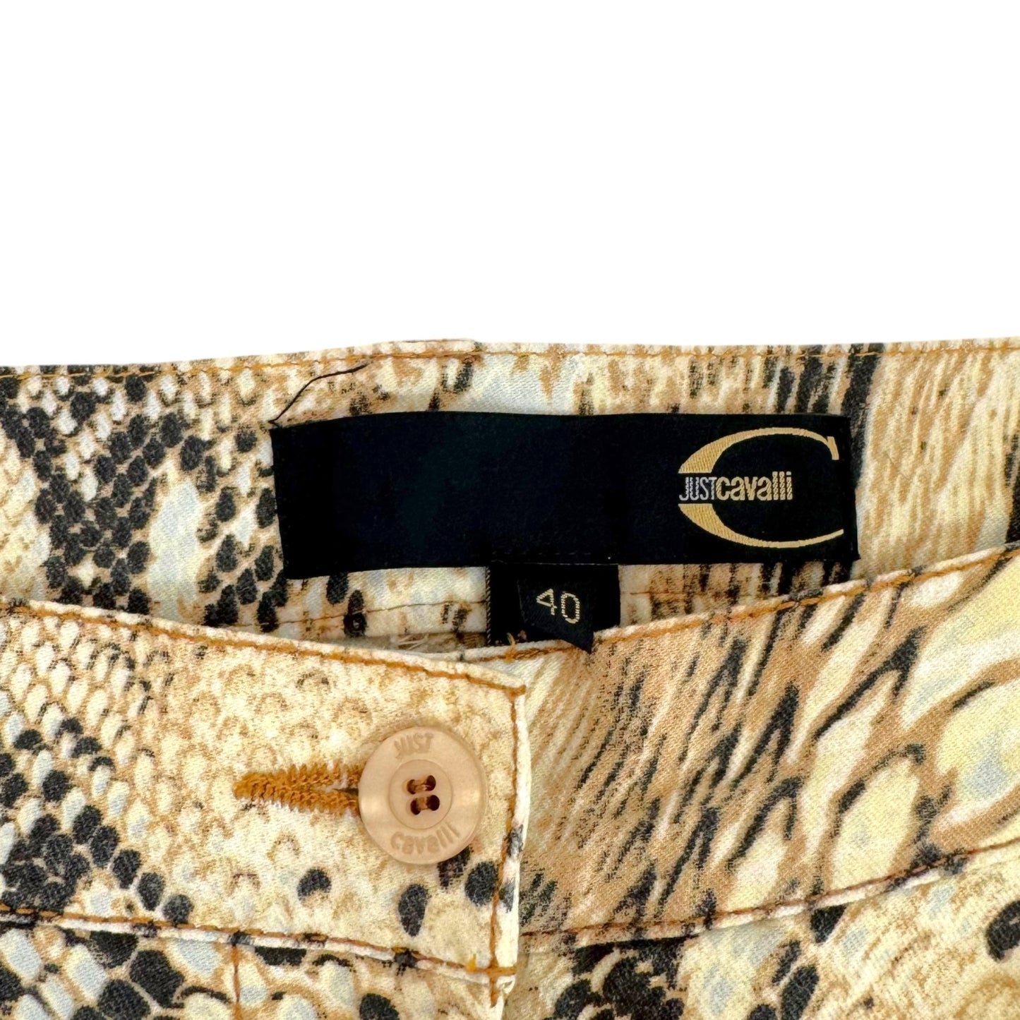 Just Cavalli Roberto Cavalli Light Blue & Brown Python & Swirl Print Pants