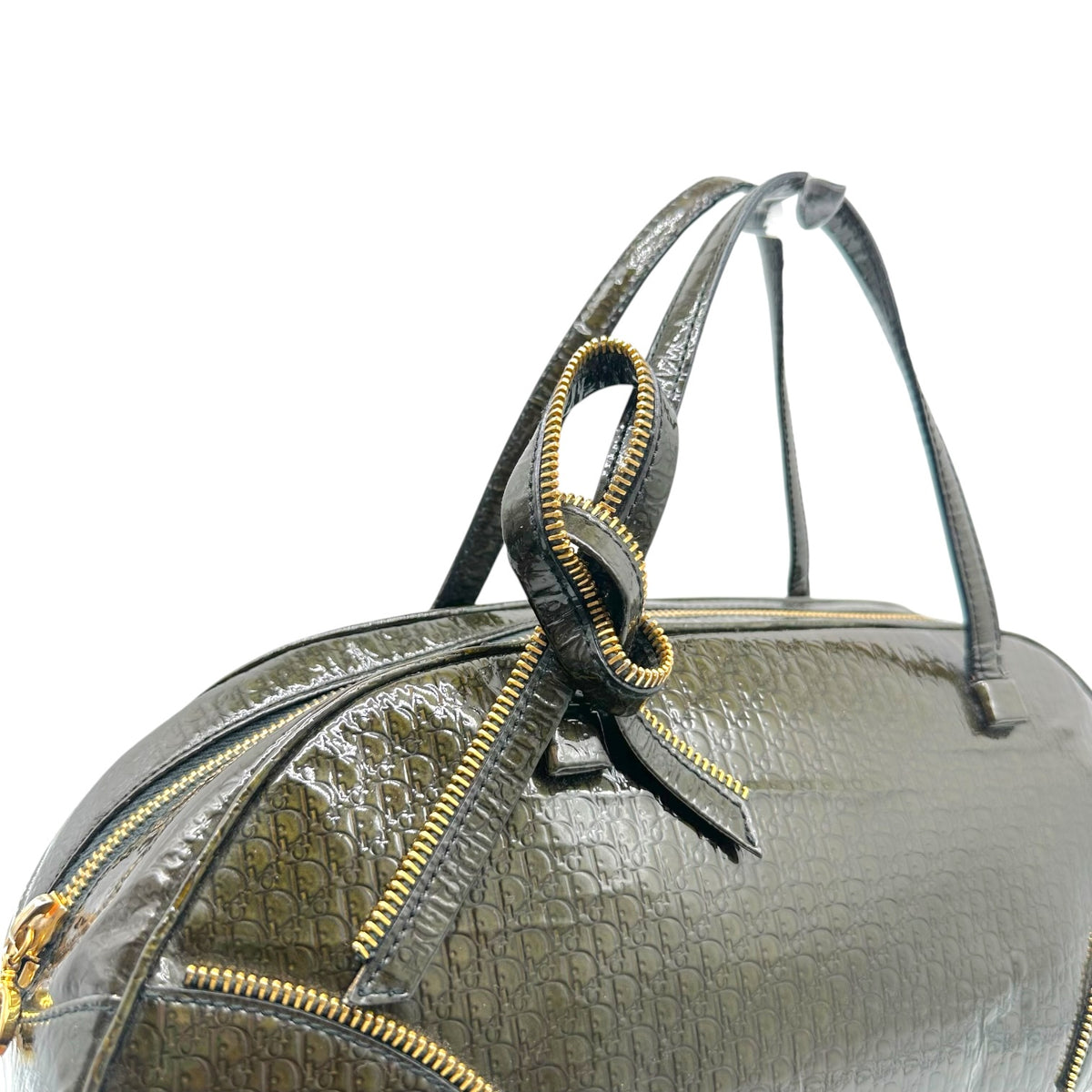 Christian Dior East-West Bowler Handbag Dark Khaki Green