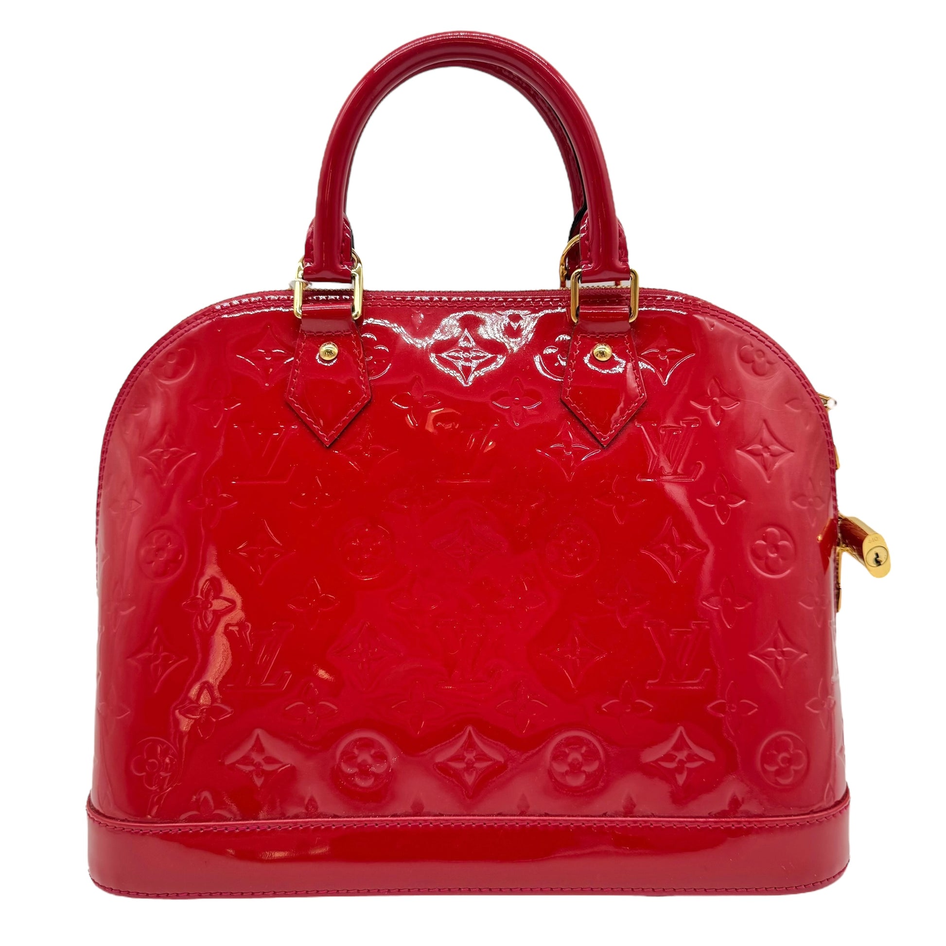 Louis Vuitton Red Veris Patent Monogram Alma PM Bag - Outfit Repeater