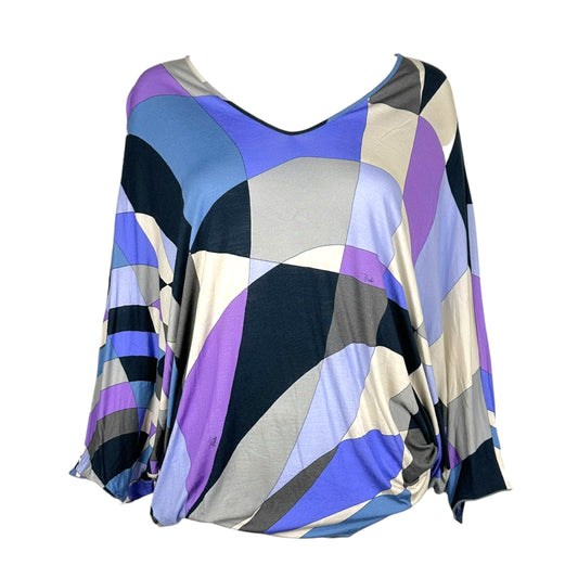 Emilio Pucci Blue & Purple Printed Dolman Sleeve Top