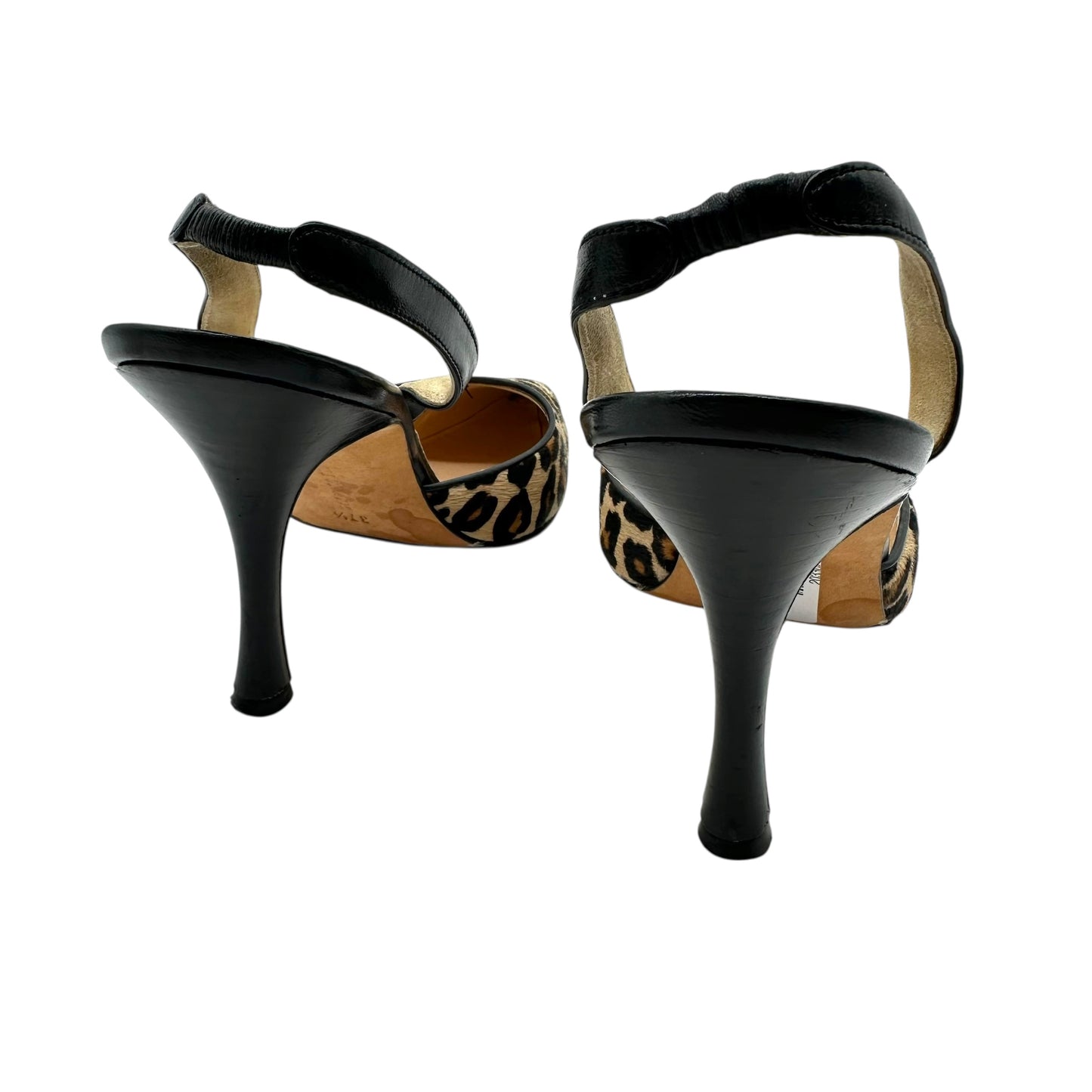 Manolo Blahnik Leopard Print Ponyhair Slingback Heels