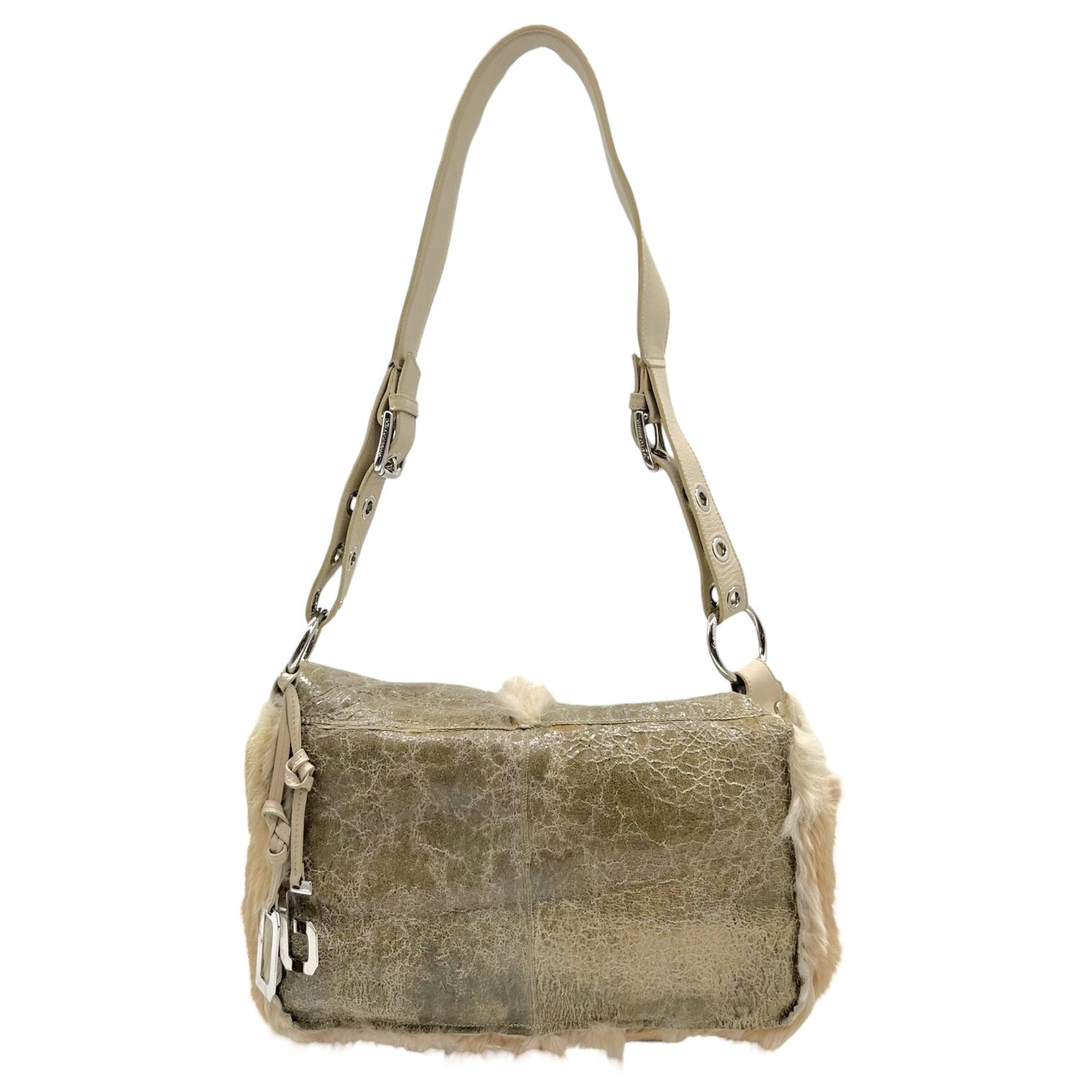 Dolce & Gabbana Ivory Fur Leather Shoulder Bag