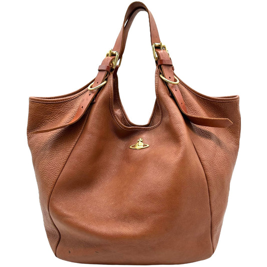 Vivienne Westwood Brown Leather Slouchy Hobo Tote Bag
