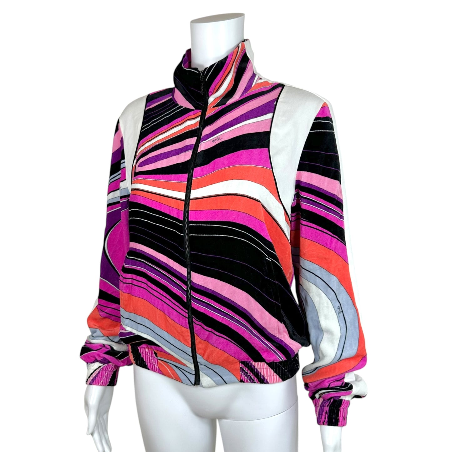 Emilio Pucci Zip-Up Track Jacket Pink Black Velvet