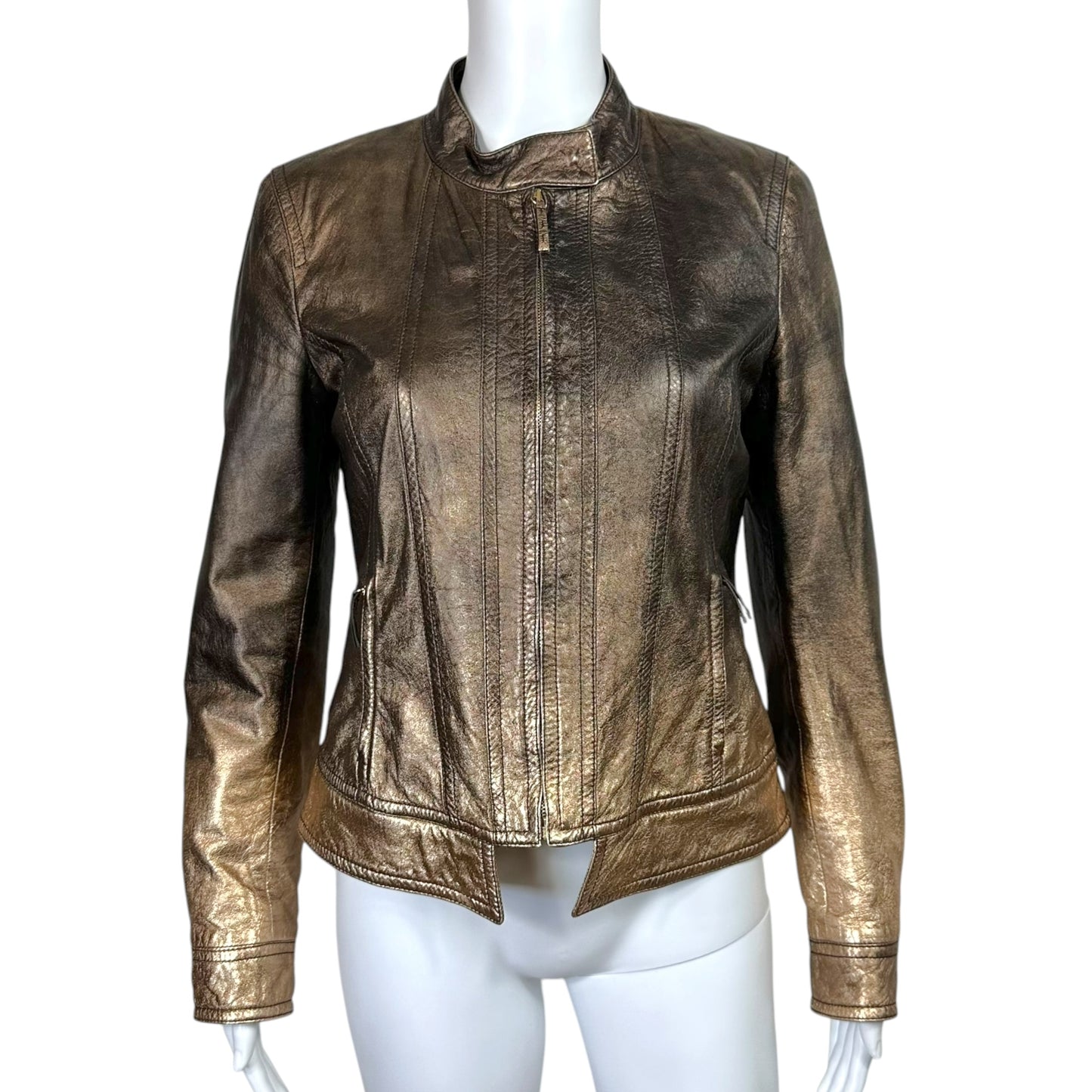 Roberto Cavalli 2008 Bronze Metallic Gradient Leather Jacket