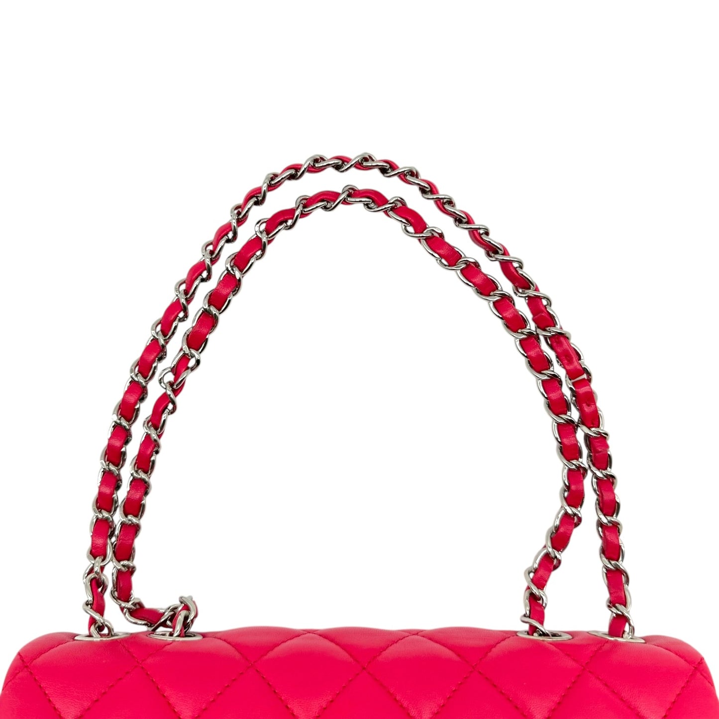 Chanel Medium Flap Bag Fuchsia Silver Matelasse Quilted