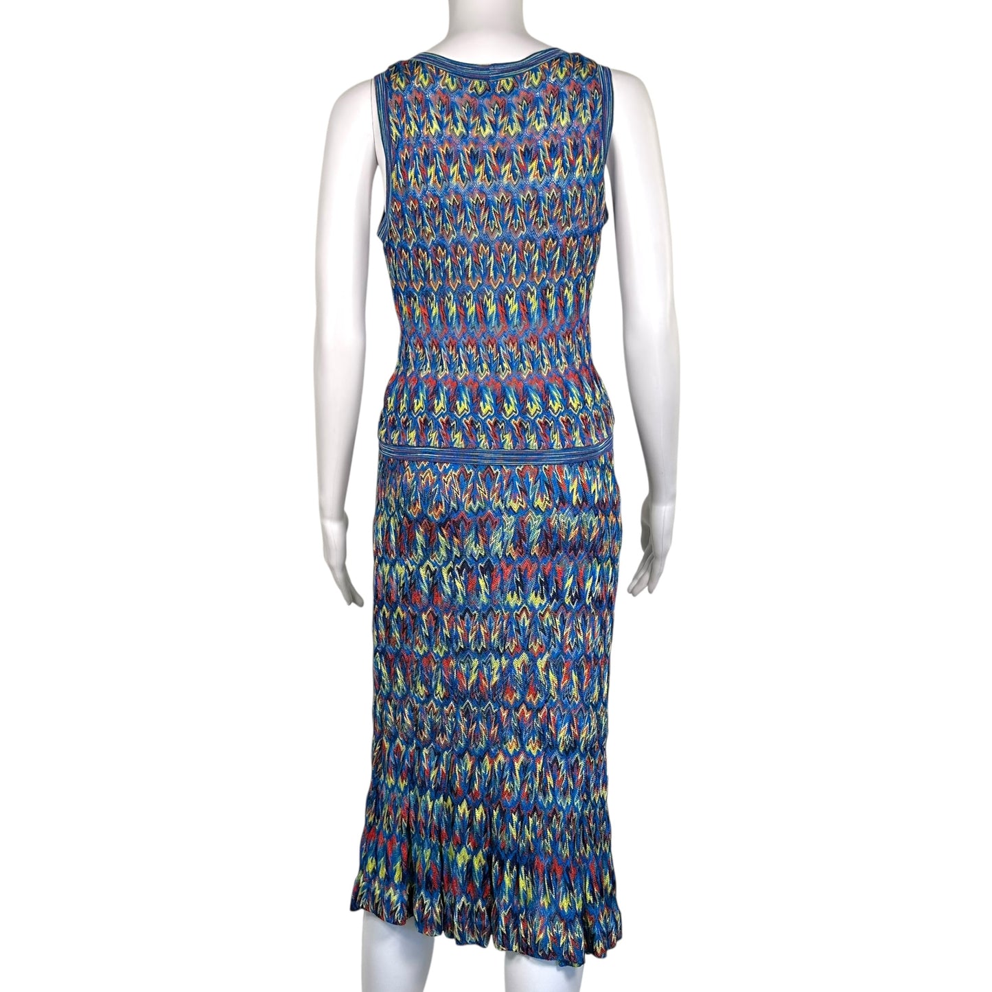 Missoni Red Blue & Yellow Chevron Knit Skirt & Tank Top Set