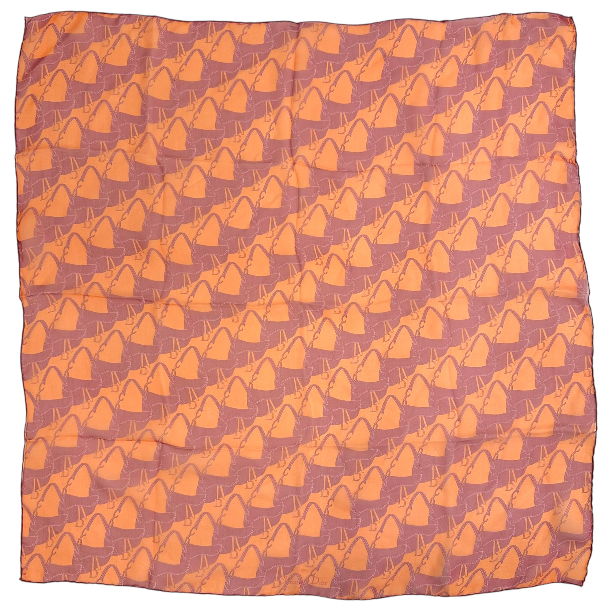 Dior Pink and Orange Saddle Bag Print Scarf - Outfit Repeater