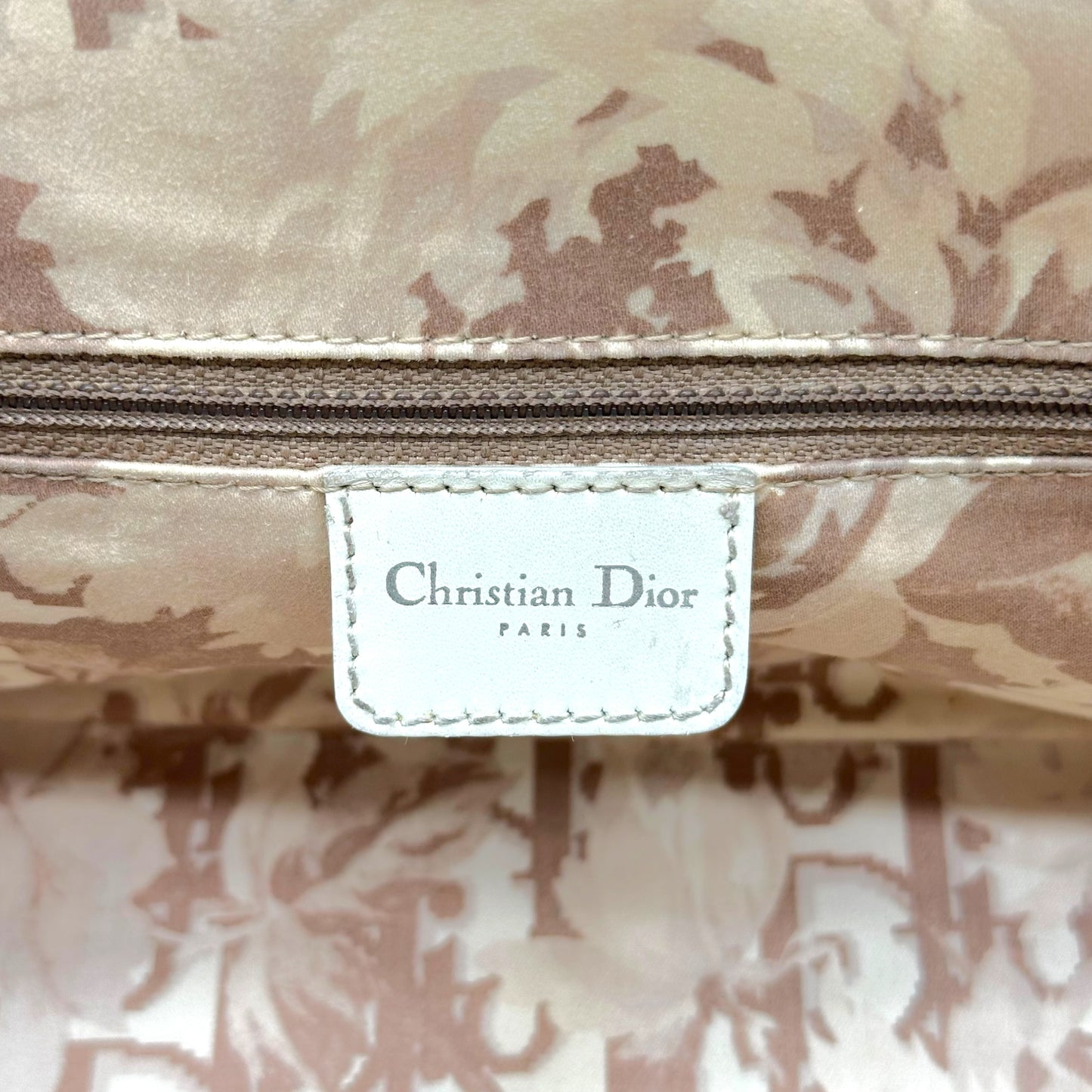 Christian Dior White Leather CD Charm East-West Bowler Handbag