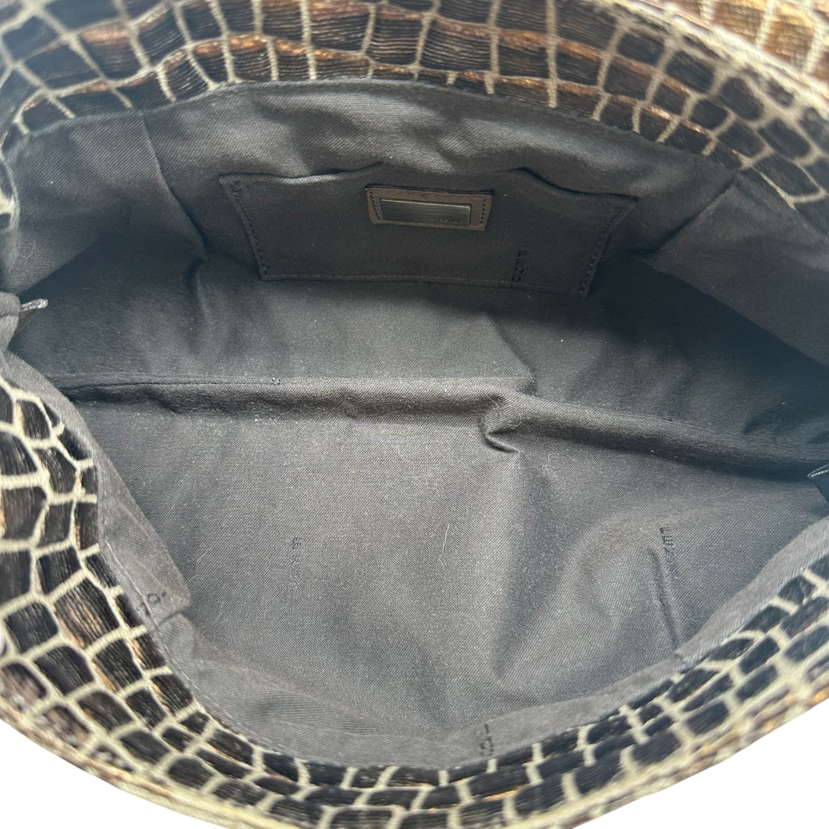 Fendi Small Chef Bag Bronze Metallic Croc Printed Canvas