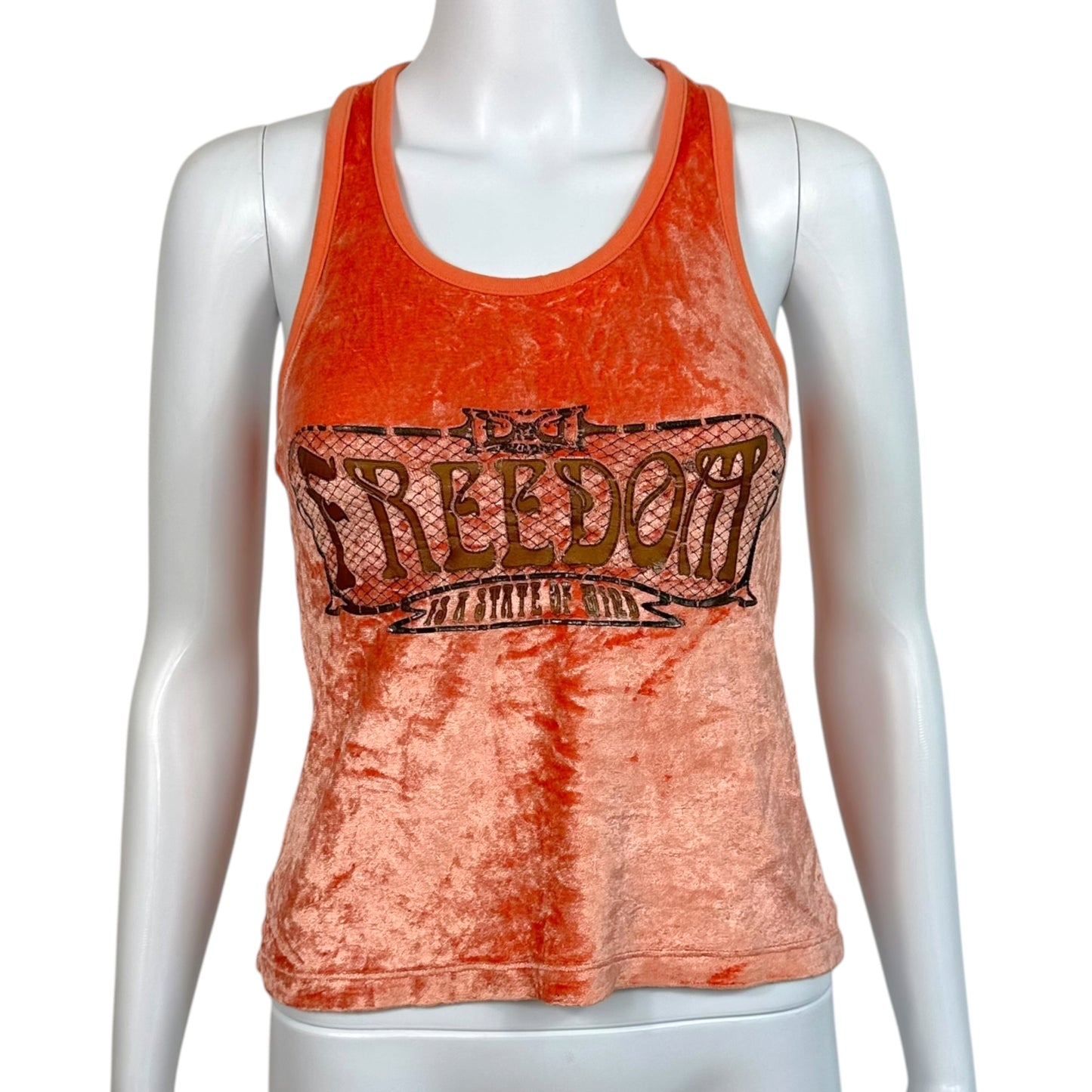 D&G Dolce & Gabbana Freedom Graphic Orange Velvet Tank