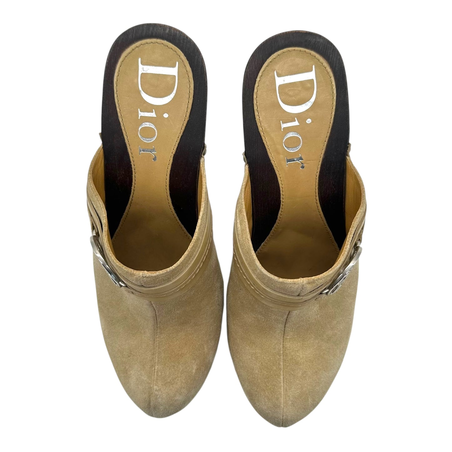 Christian Dior Tan Suede Peace Clog Heels