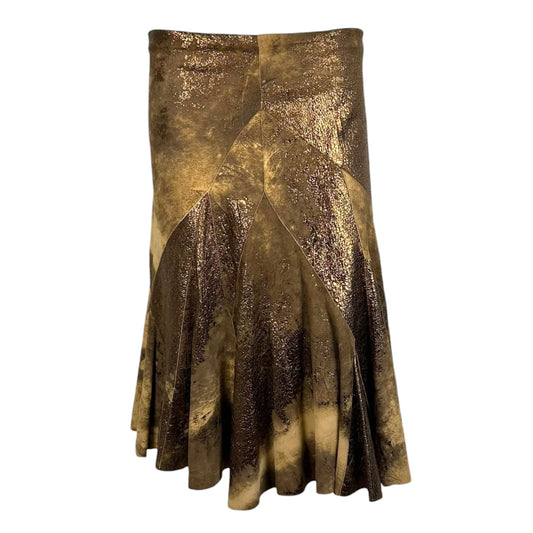 Roberto Cavalli Bronze Metallic Suede Midi Skirt