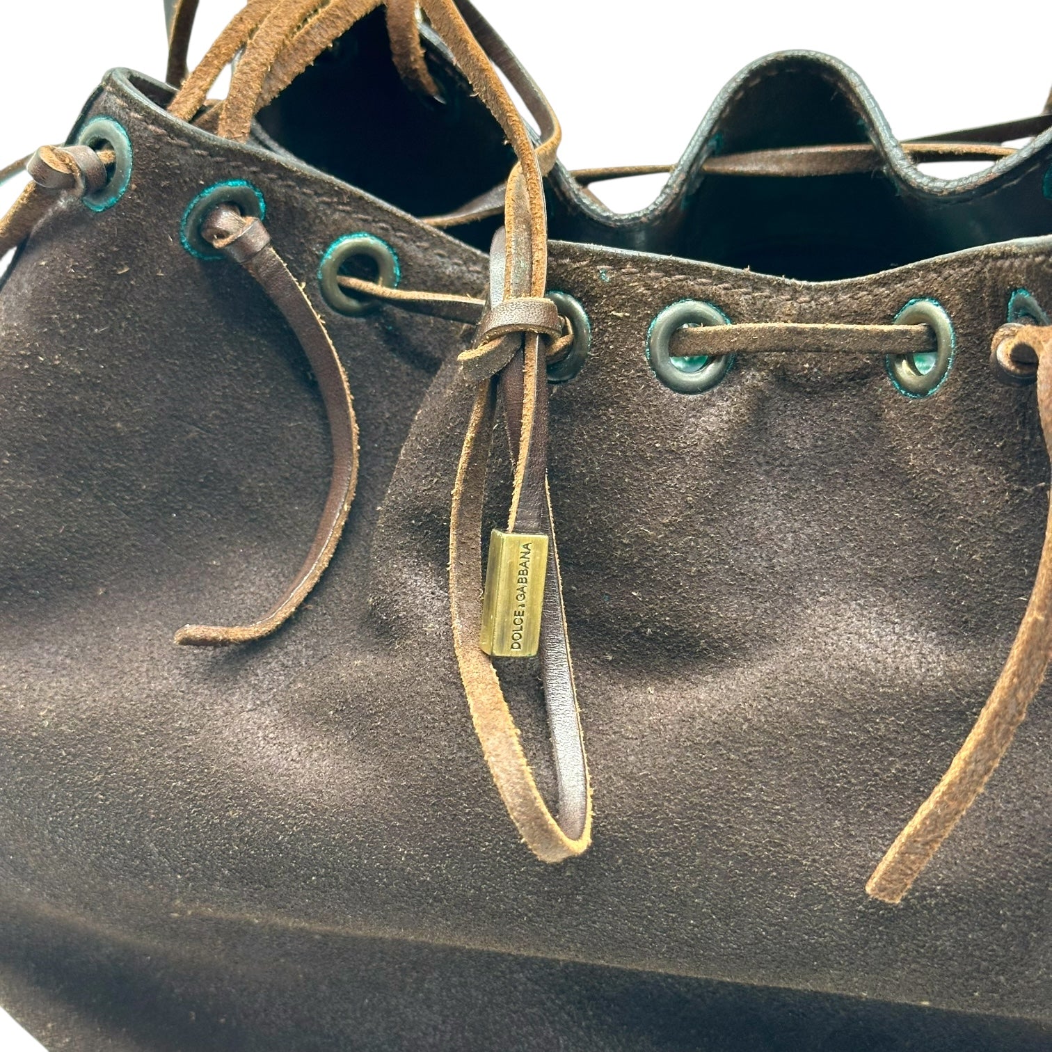 Dolce & Gabbana Brown Suede Whipstitch Bucket Bag - Outfit Repeater